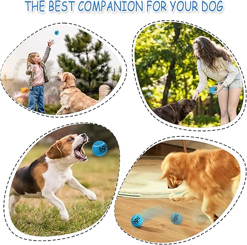 Miniatura 2 de Squeaky Dog Balls - Pelotas de tenis chirriantes para perros, color azul, tamaño mediano, 2.5 pulgadas, paquete de 4