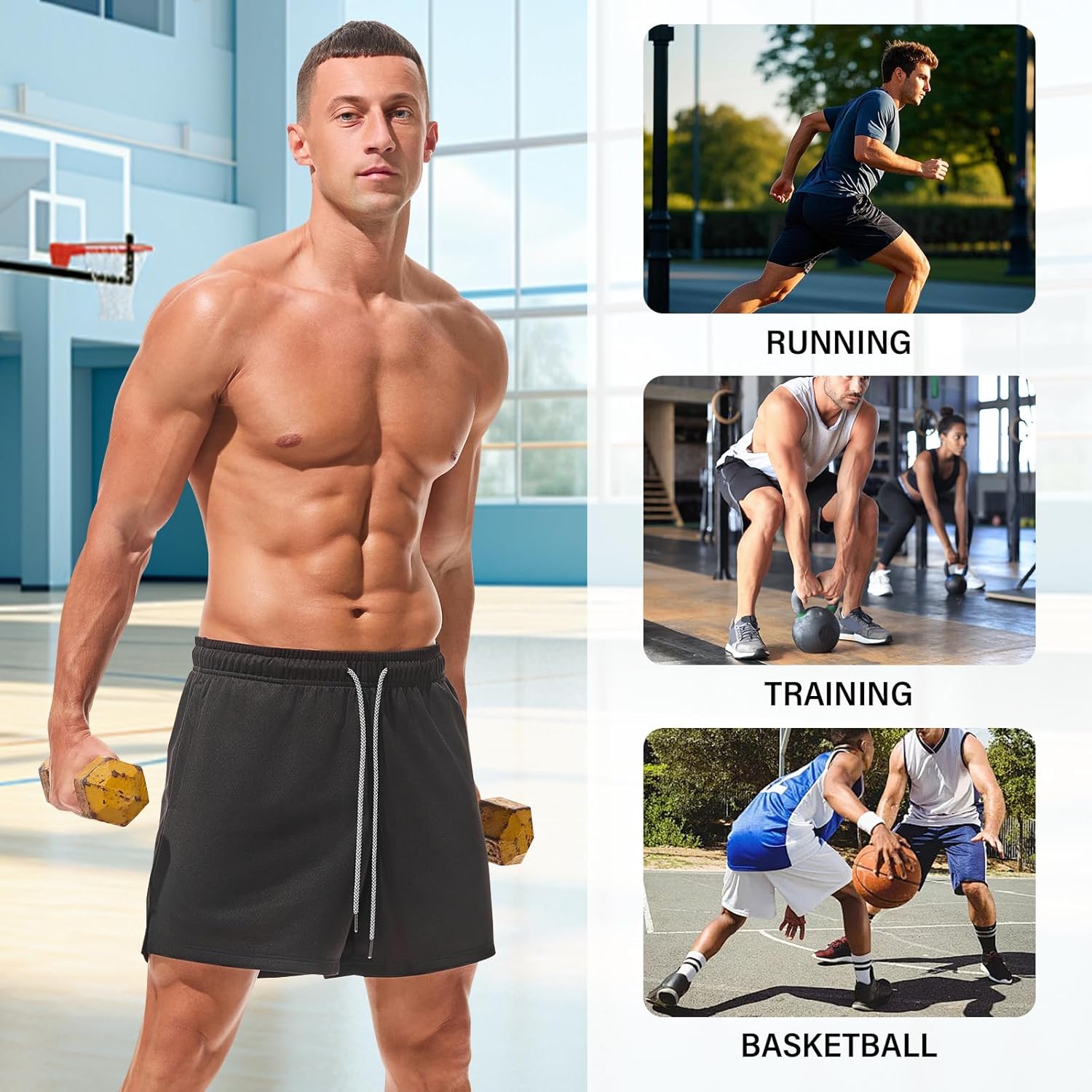 AMY COULEE Mens Mesh Running Shorts 5 Inch Workout Quick Dry Basketball Shorts with Pockets - Image 5