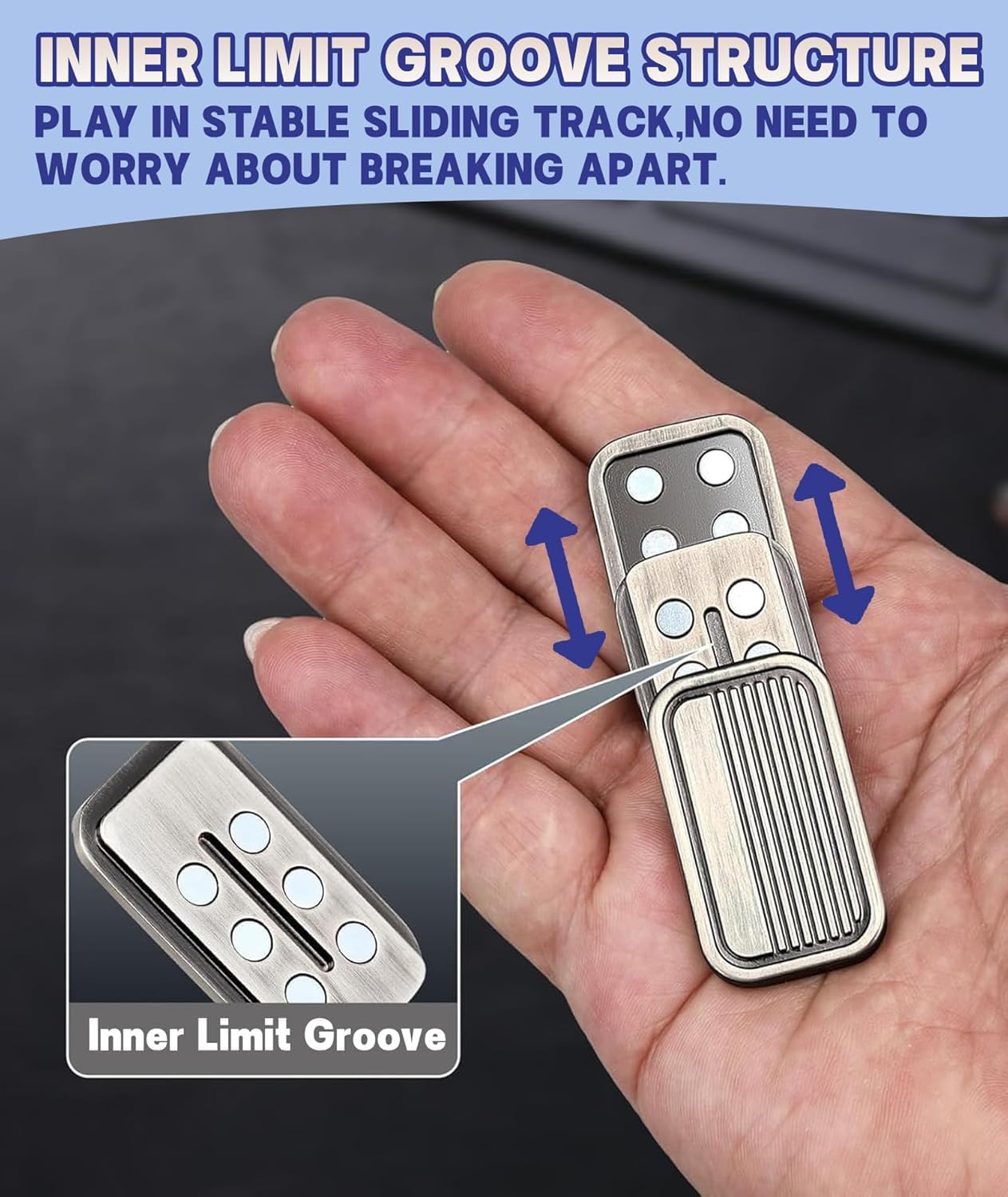 VATTU Stress Relief Toys Adults, 1.69in*0.98in Fidget Slider, Fidget Toys Adults Easy to Carry 3 Floors Decompression Block Perfect for Working with One Hand to Release Stress