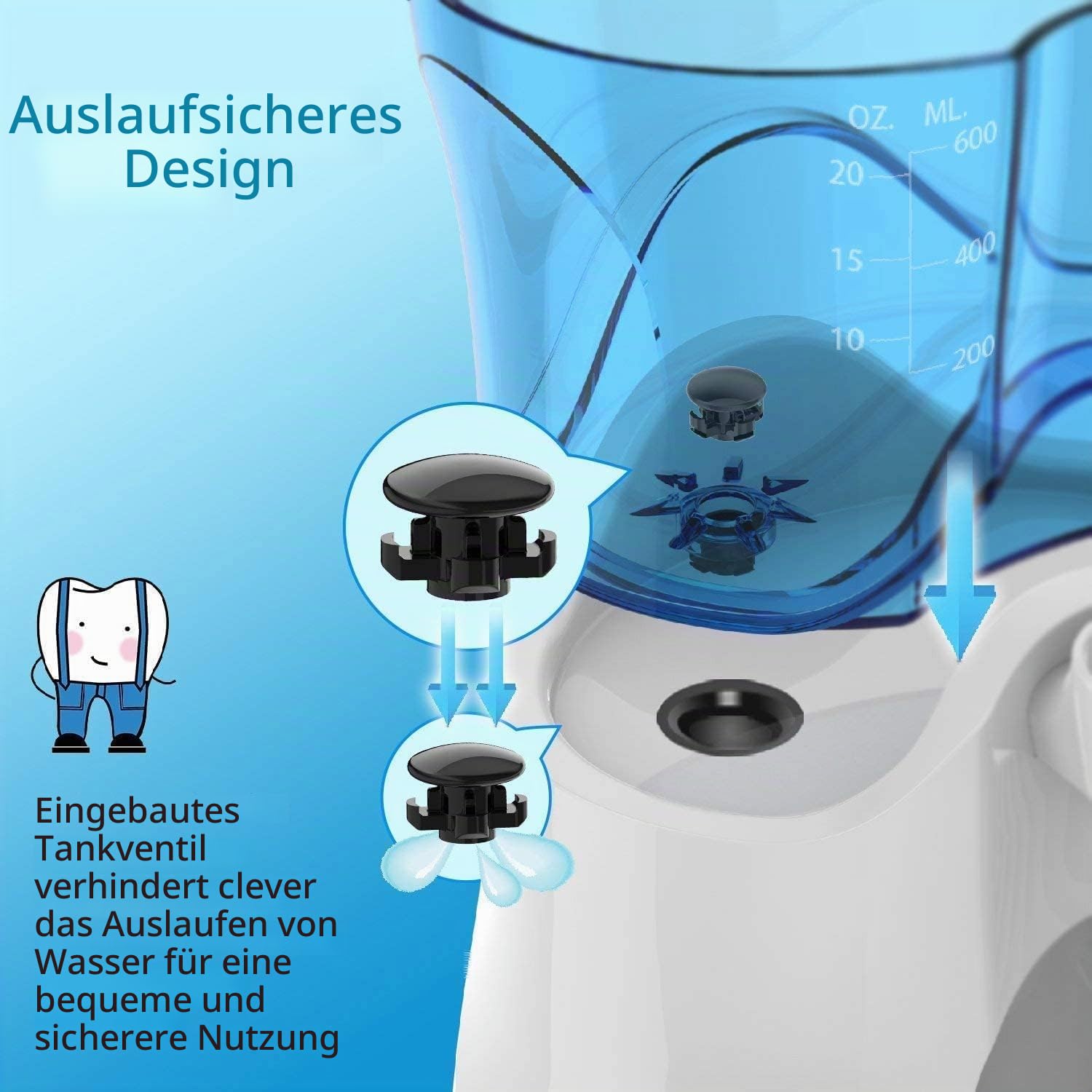 Apiker Munddusche​​ mit 10 Druckstufen– ​​Power Water Flosser​​ mit 8 Düsen (Zahnspange/Zunge/Nase) –5x Stärker als Zahnbürsten– 600ml Zahndusche ​​Mundspülung Elektrisch & ​​Oral Irrigator