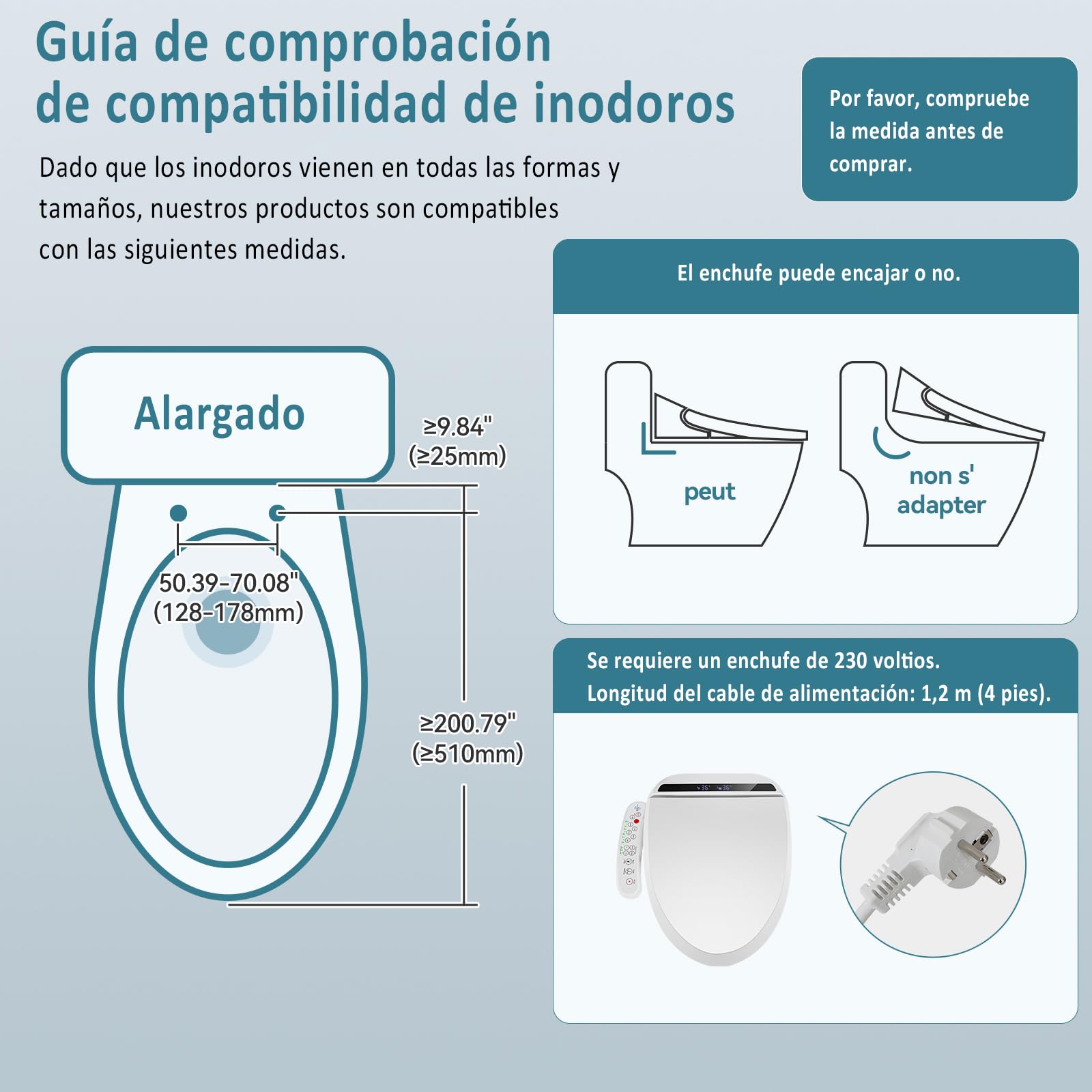 YU YUSING Asiento de inodoro inteligente inteligente con boquilla, inodoro, bidé, asiento calefactable con descenso automático, presión de agua ajustable, secado al aire caliente, fácil de