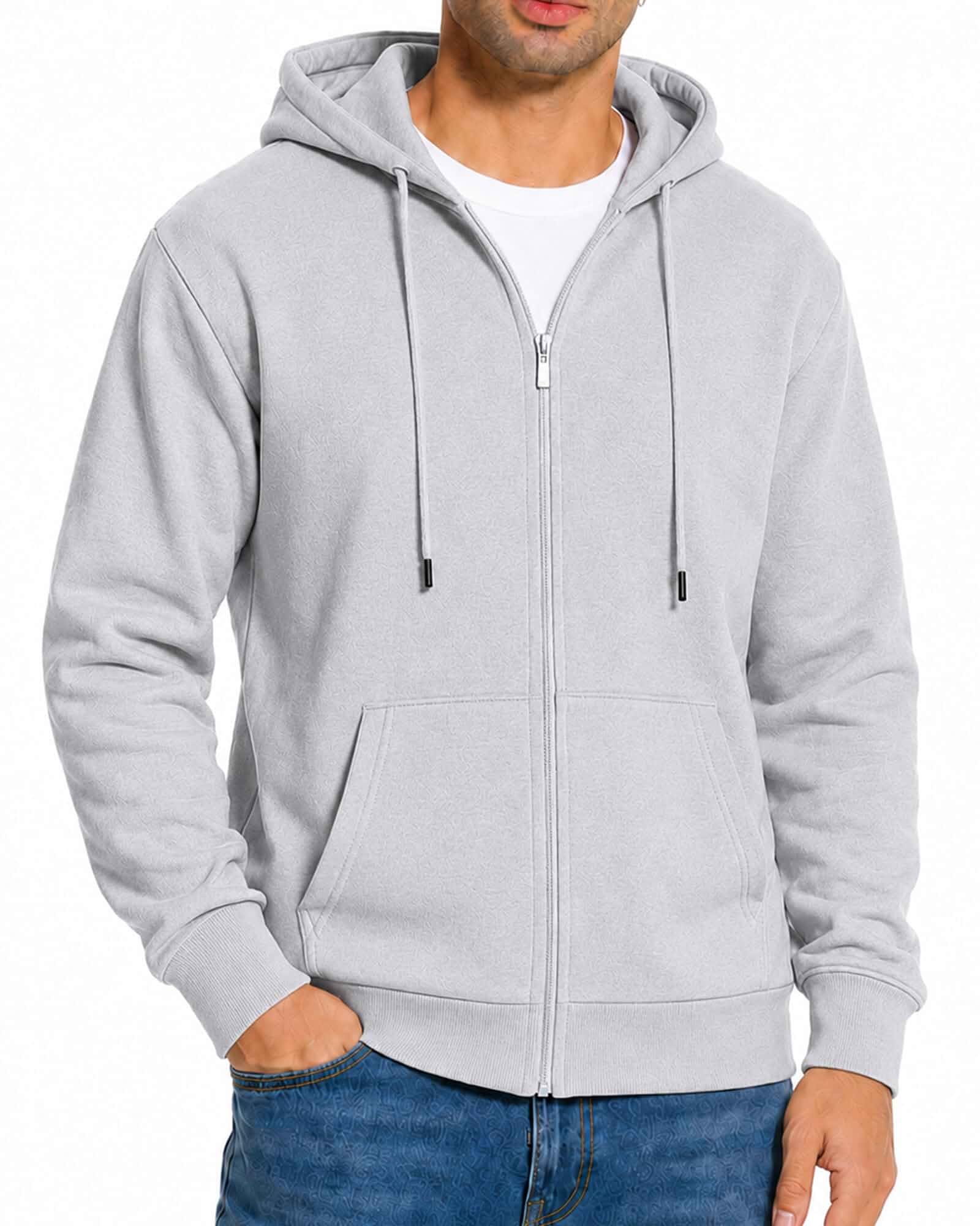 Men's Zip Up Hoodie Fleece Sweatshirt Jacket with Pockets Soft Warm Fleece, Men's Zipper Hoodie, Drawstring Hood, Ribbed Cuffs Hem, Long Sleeve Jackets, Fall Winter Casual Clothes