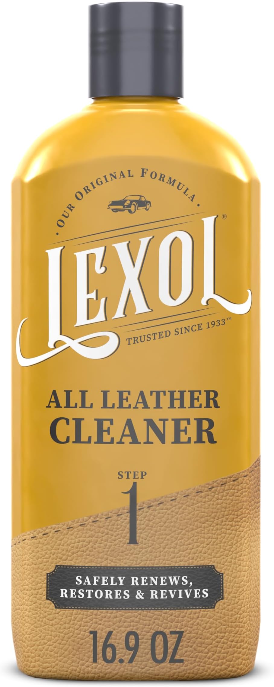 Lexol All Leather Cleaner for Car Interior, Couches and Furniture, Shoes and Boots, Purses and Handbags, Baseball Gloves and Horse Saddles, and More, 16.9 oz