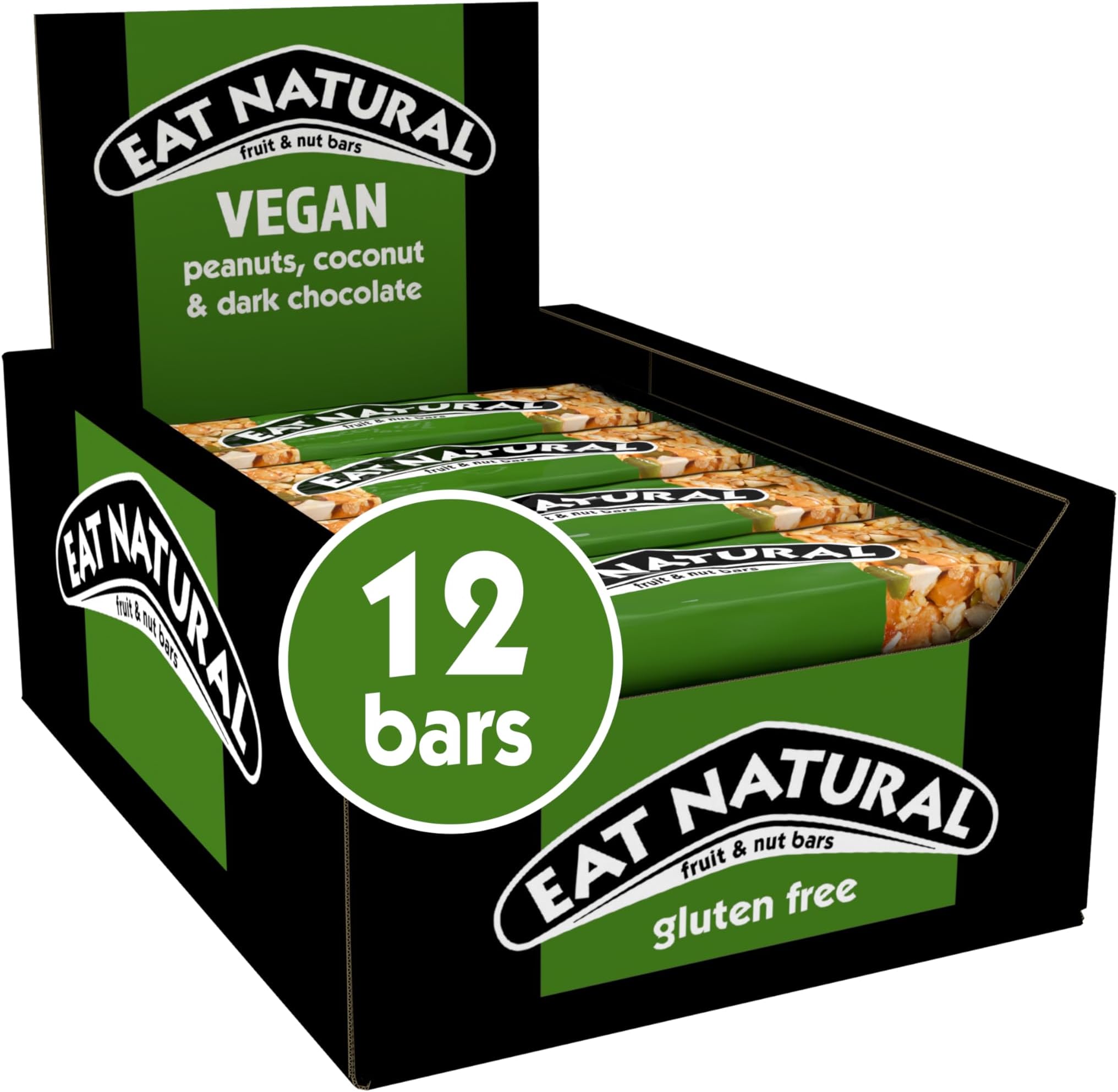 Eat Natural Vegan Peanuts, Coconut & Dark Chocolate Fruit & Nut Bars 12 x 40g