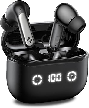 havit Wireless Earbuds with LED Display, Bluetooth 5.4 Headphones, 40H Playtime, in-Ear Earbuds with App Control for Music, Workout & Daily Use
