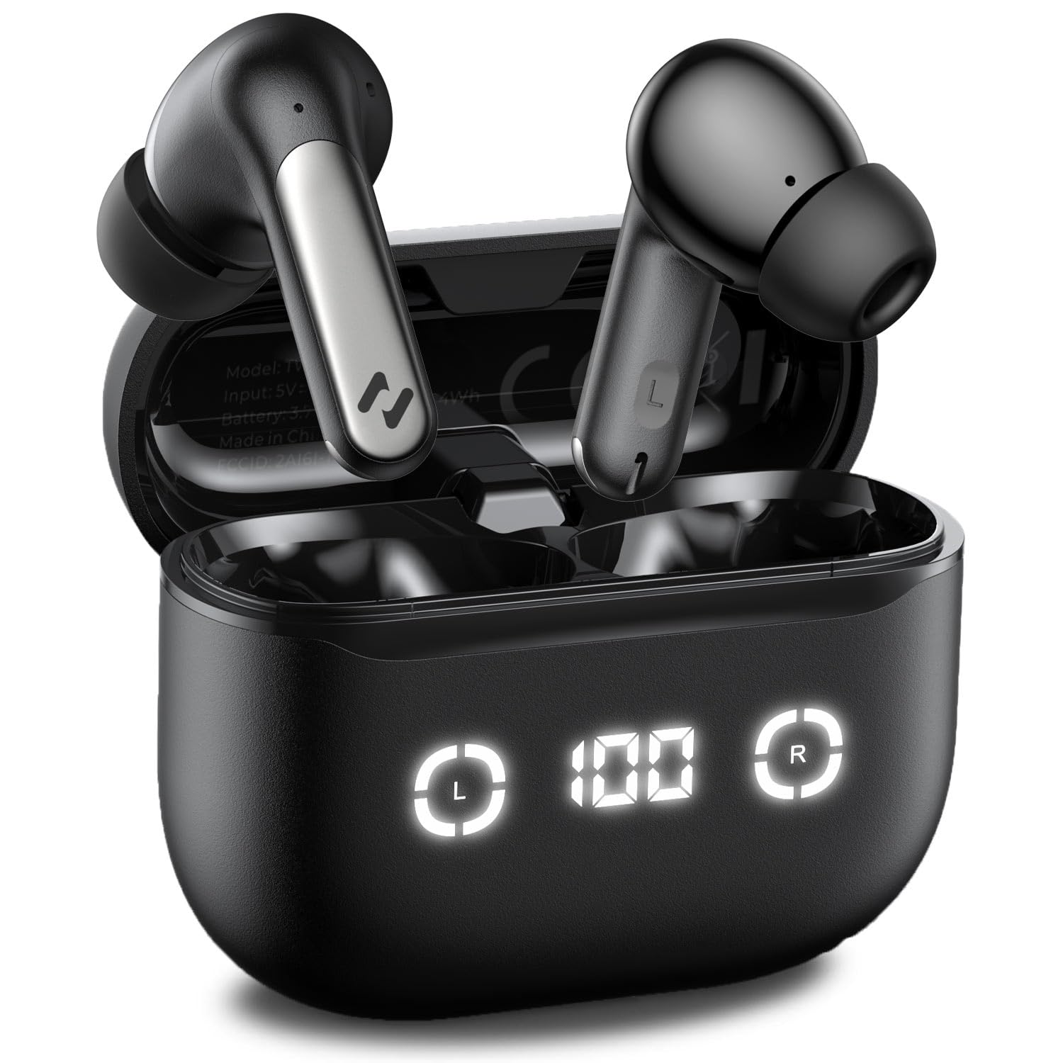 havit Wireless Earbuds with LED Display, Bluetooth 5.4 Headphones, 40H Playtime, in-Ear Earbuds with App Control for Music, Workout & Daily Use
