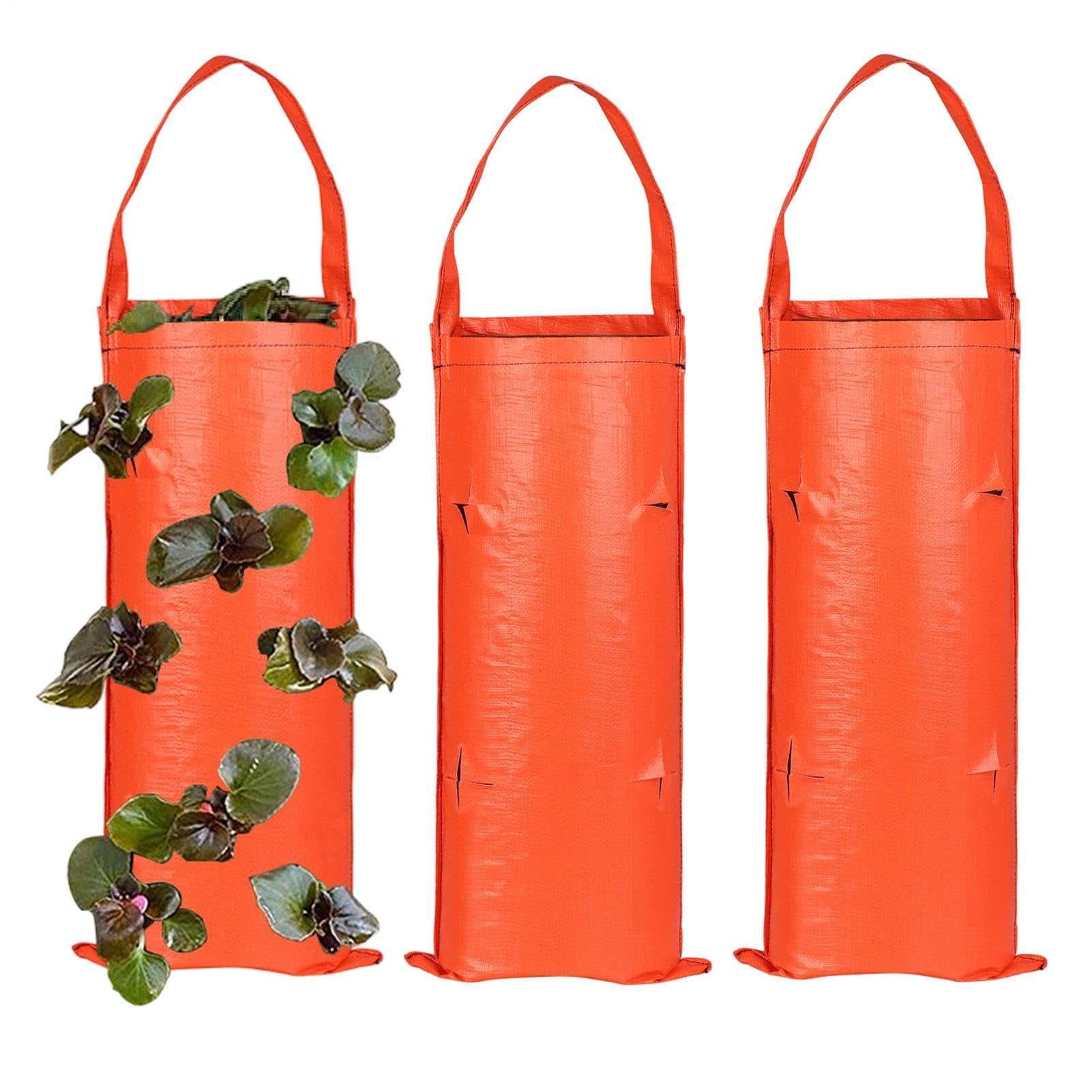 Maceta invertida de tela para fresas con 10 agujeros de plantación colgante vertical