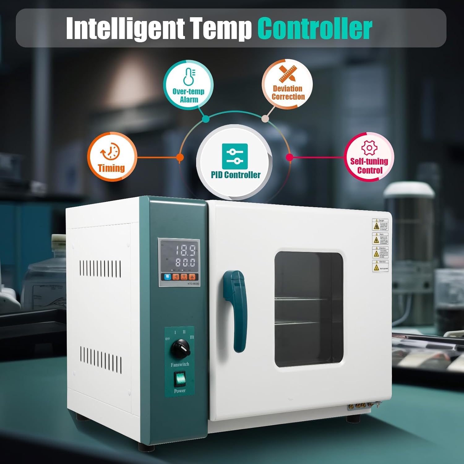 Lab Convection Oven Digital Industrial 45L/12Gal Horizontal Electric Blast Drying with Temperature Controller, 1000w 110v Electric Heating Constant Temperature Blast Drying for Research Institute