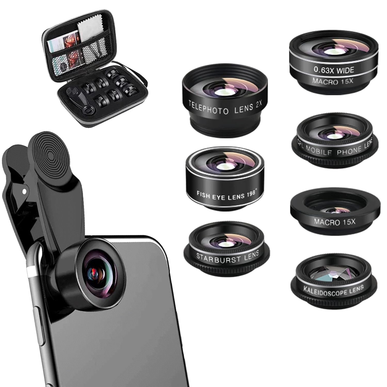 APEXEL Compacte 10 x telelens voor smartphone en 200 mm macrolens met universele clip, professionele FMC ED-mobielelens, geschikt voor iPhone 17/16/15..., Samsung, Pixel en andere smartphones