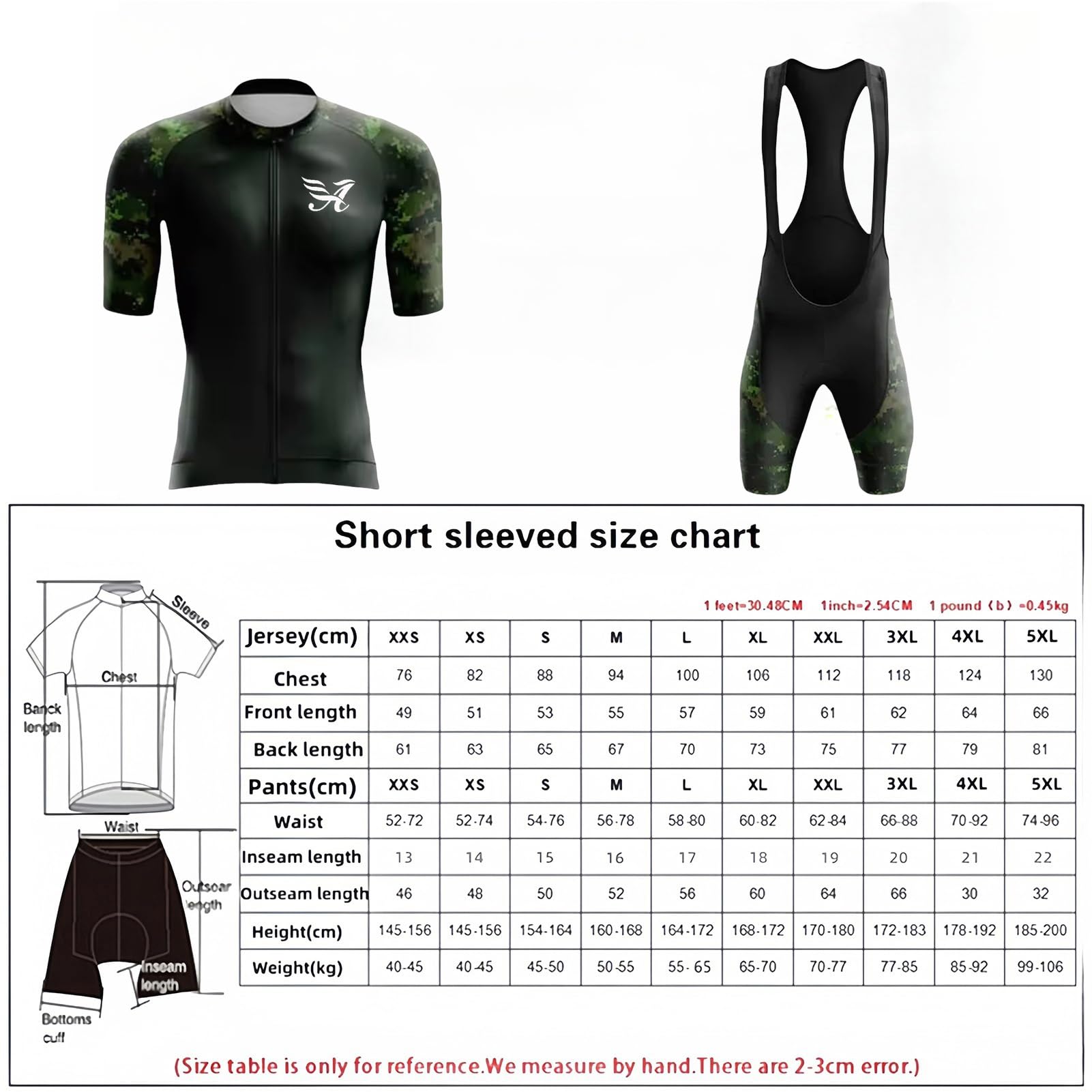 Set di Maglia da Ciclismo da Uomo, Completo Ciclismo Estivo Abbigliamento Camicia Sportiva da Ciclismo + Pantaloncini Imbottiti in Gel 19D, Traspirante, ad Asciugatura Rapida