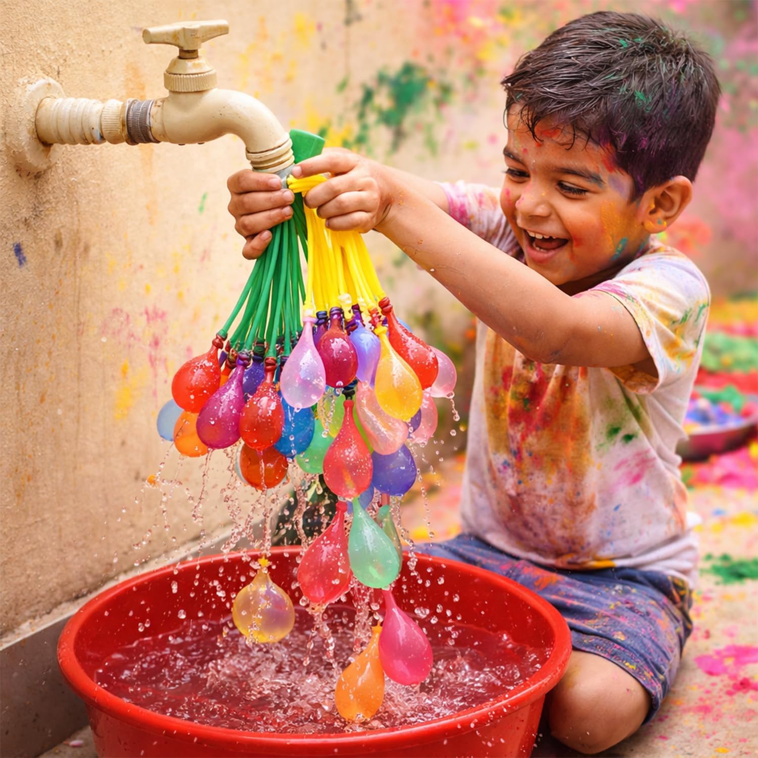 Holi Magic Balloons, Fill and Tie 111 in 60 Seconds, 3 Bunch O Balloons Included, Self-Sealing Water Balloons Combo of 2