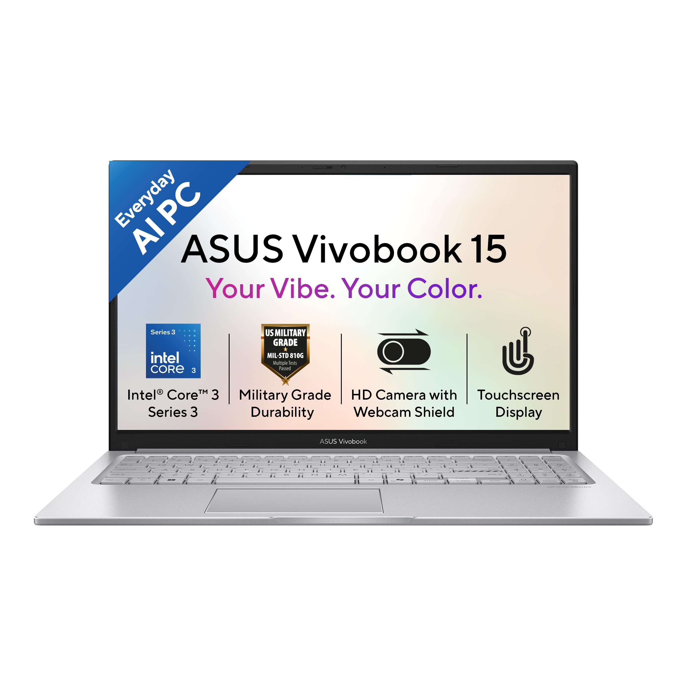 ASUS Vivobook 15 (2026),Intel Core 3 (i3-14th Gen),Intel iGPU,8GB RAM,512GB SSD,Touchscreen, FHD,15.6"(39.6 cm),Windows 11 Home,M365 Basic(1Y),Office 2024,Cool Silver,1.7 Kg,X1504MA-E8129WS, AI Laptop-image-41