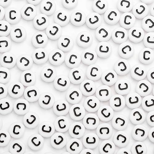500 cuentas acrílicas de letras de 0.236 x 0.157 pulgadas, cuentas del alfabeto para hacer joyas, cuentas de letra C para hacer pulseras, collares,