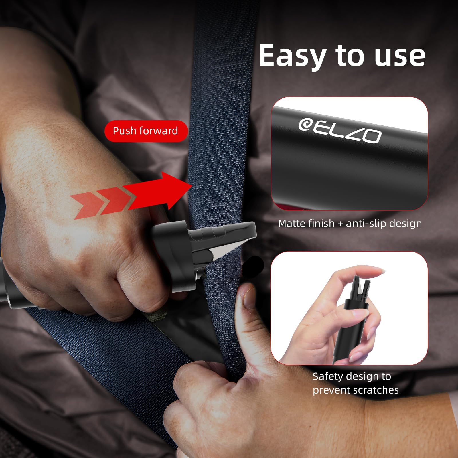 ELZO 3 Stück 2 in 1 Gurtschneider Notfallhammer, Auto Tragbarer Sicherheitshammer, Federkorn Nothammer mit Testglas zum Üben Überlebenspfeife, Glasbrecher Auto Essentials, Notfallhammer für Auto Bus