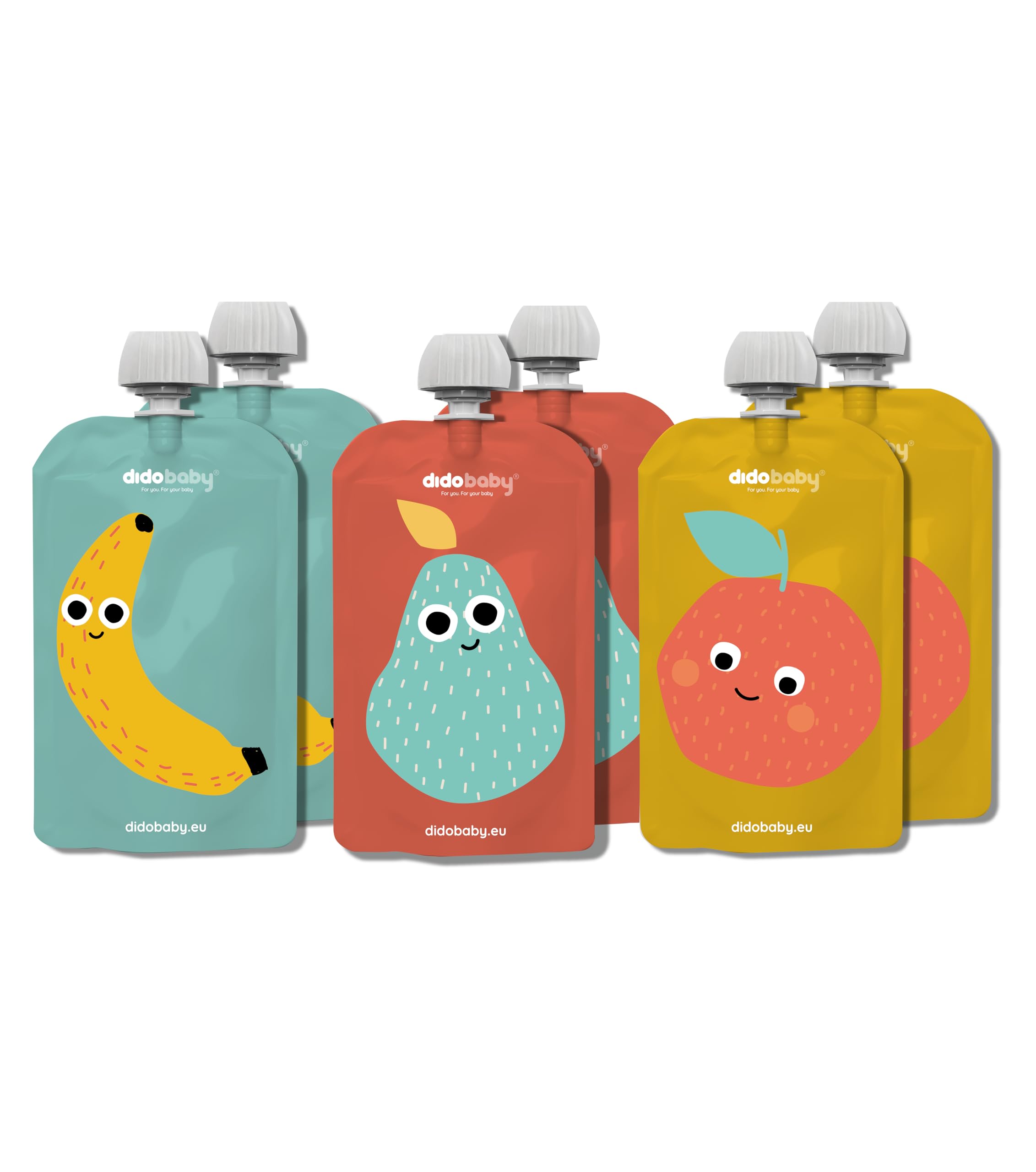 Gourdes Réutilisables Bébé Lot de 6 – Gourde Compote Rechargeable Sans BPA – Didobaby
