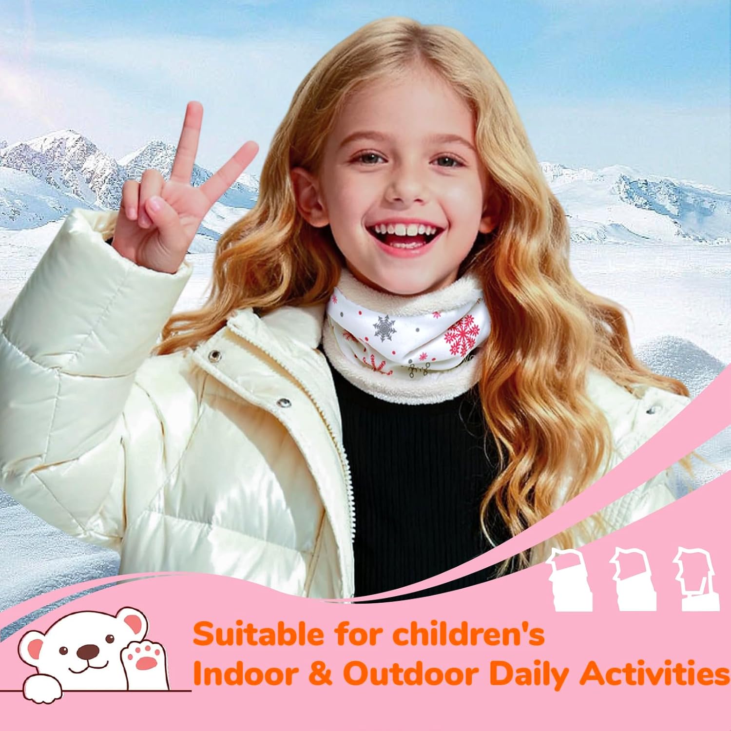 Wandx Kids Neck Gaiters Winter Cute Print Fleece Lined Neck Warmer Windproof Face Cover for Boys Girls - Image 4