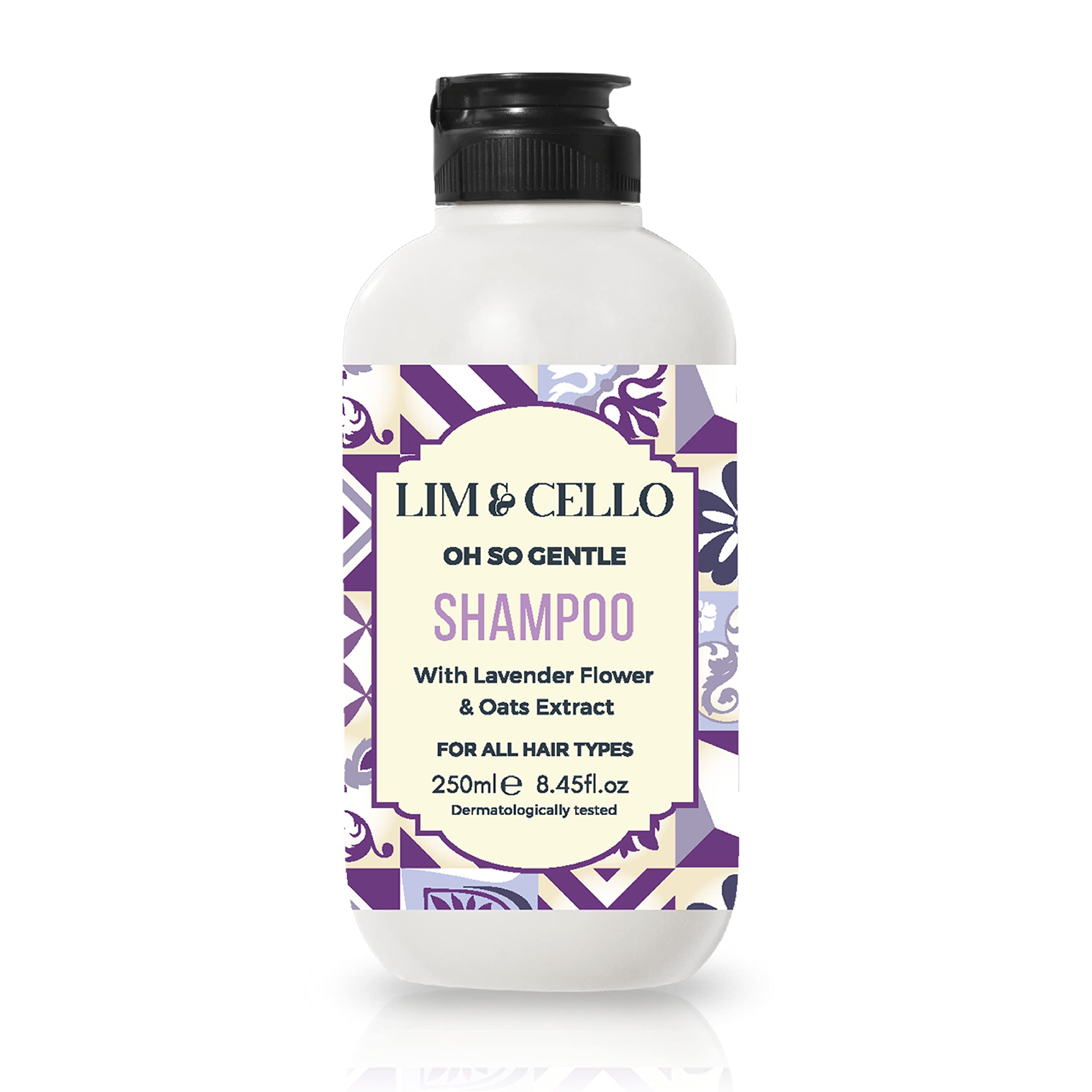 Lim & Cello Oh So Gentle Shampoo with Lavender & Oat extract | Natural Ingredients Rich in Proteins | Soothes and Moisturises for Clean, Shiny and Strong Hair, Made in Italy, 250 ml / 8.45 fl. oz