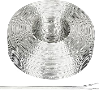 PATIKIL 65.6Ft 24/2 PVC Covered Copper Wire, 300V Soft Speaker Wire Insulated Heat Resistant Electronical Flexible Cable for LED Light Strip Audio Speaker Sound System, Clear, UL Listed