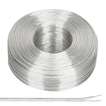 PATIKIL 65.6Ft 24/2 PVC Covered Copper Wire, 300V Soft Speaker Wire Insulated Heat Resistant Electronical Flexible Cable for LED Light Strip Audio Speaker Sound System, Clear, UL Listed