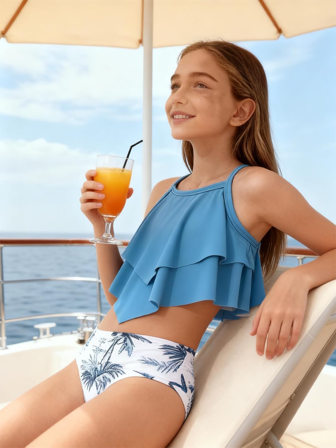 Girls Tankini Swimsuits Two Piece Bathing Suit Ruffle Swimwear Set for Teen Girls 7-16 Years - Image 5