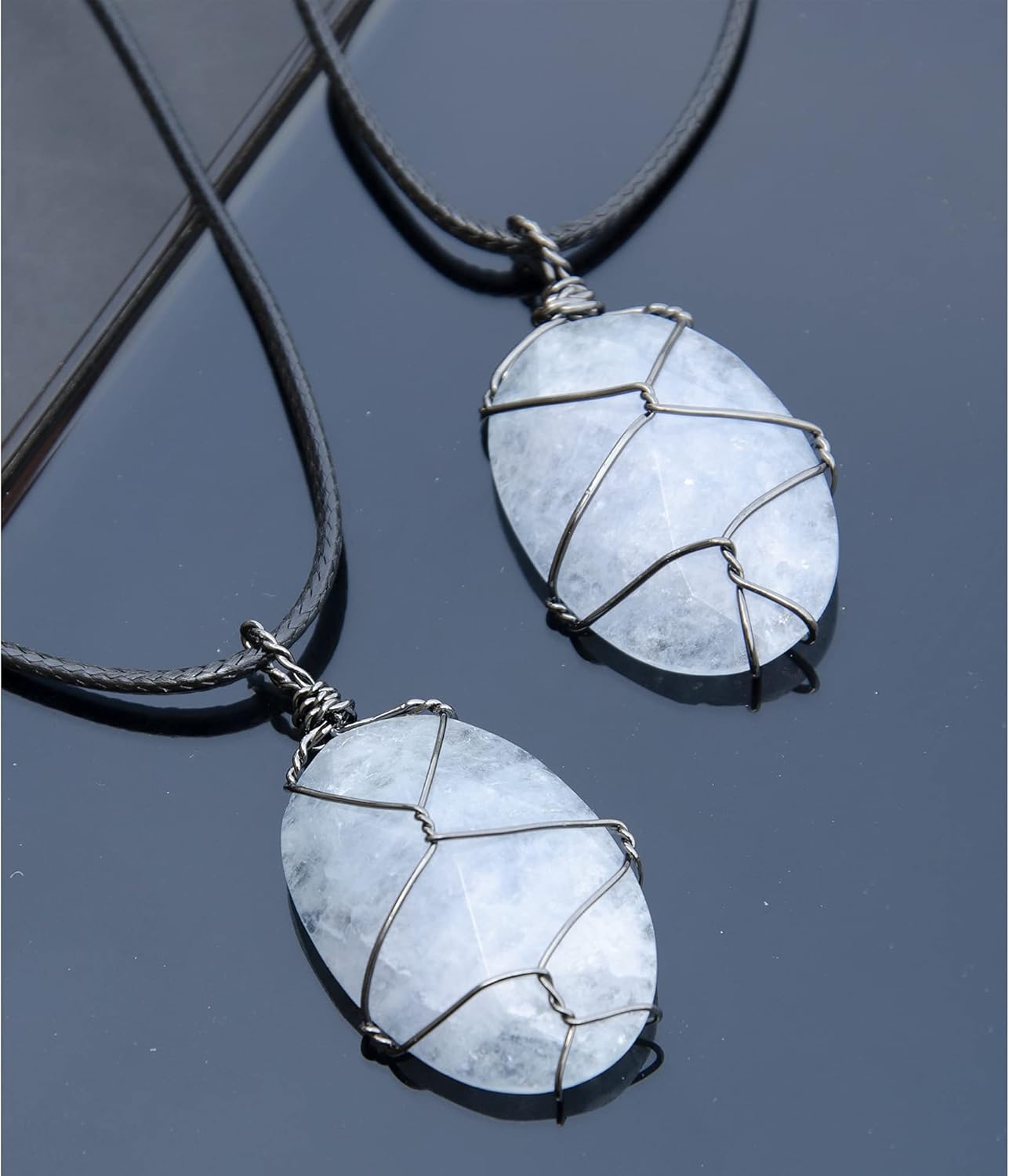 Aquamarine Gemstone Pendant Necklace Hand Braided,Natural Crystal Healing Stone of Courage,Throat Chakra & Communication Aid,Gift Jewelry for Men Women - Image 3