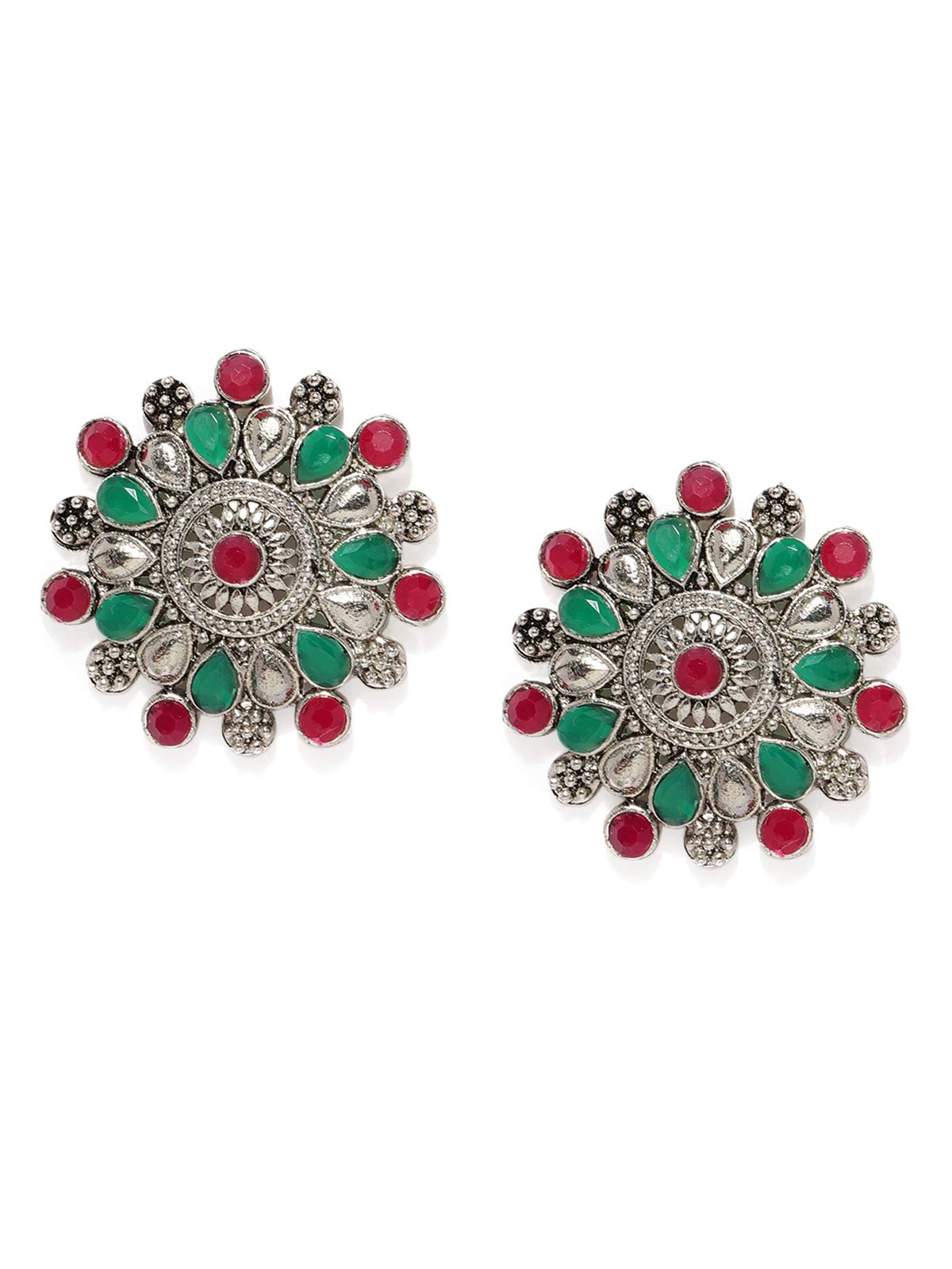 ZAVERI PEARLS Silver Plated Non Precious Metal Oxidised Stud Earrings for Women (ZPFK8626) (B07NYSPT36) Amazon Price History, Amazon Price Tracker