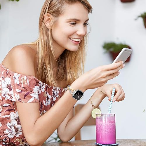 Miniatura 6 de TOYOUTHS Pulsera brillante compatible con Fitbit VersaVersa 2 bandas para mujer, pulseras de acero inoxidable de repuesto para Versa Lite