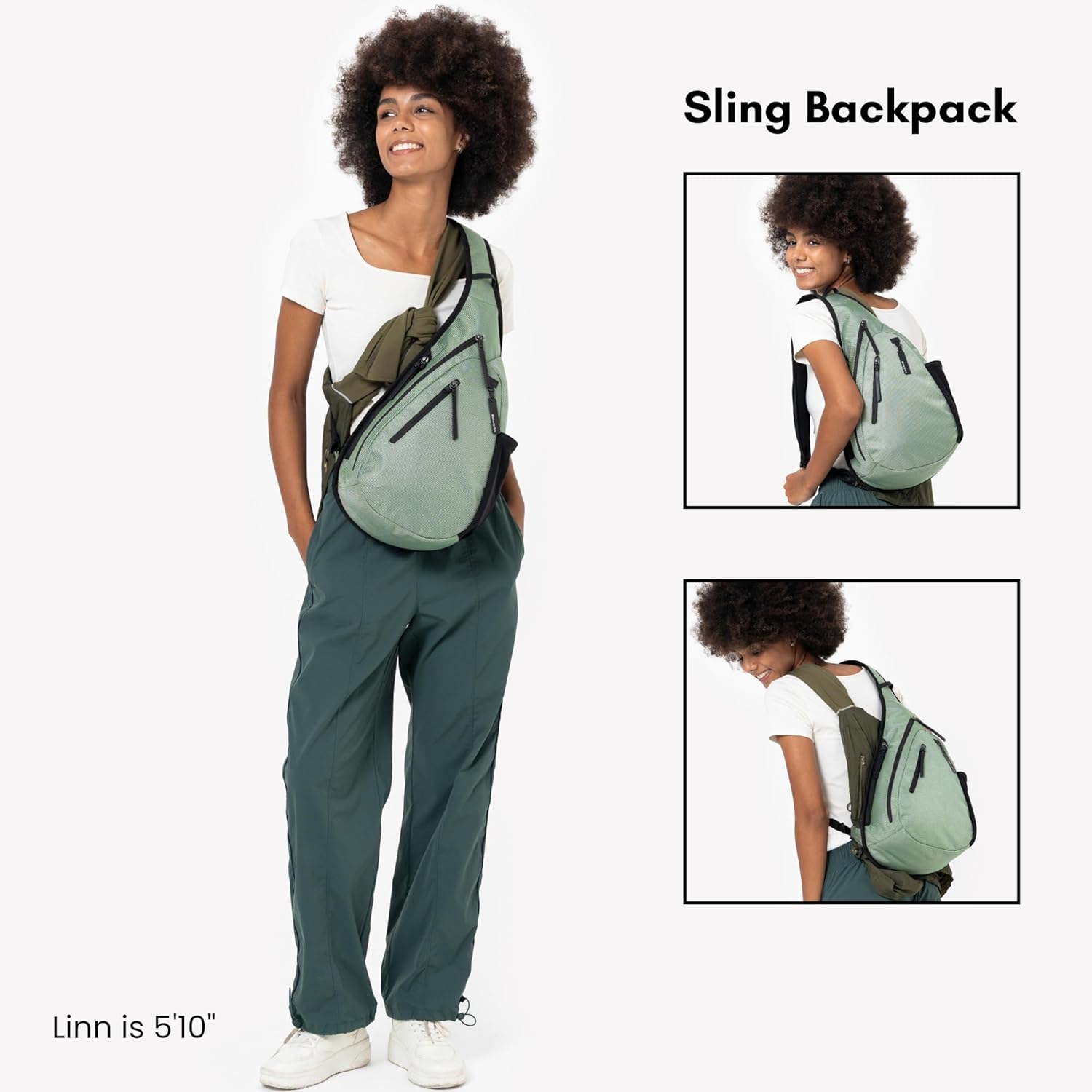 sherpani esprit, anti theft sling bag, sling backpack, 10l travel bag, crossbody backpack, travel gift for women, fits 10 inch tablet (aloe mist signature) aloe mist - signature