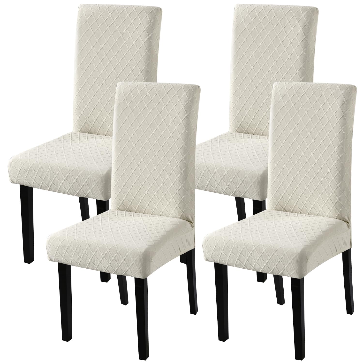 Fuloon 4 Pack Super Fit Stretch Removable Washable Short Dining Chair Protector Cover Seat Slipcover for Hotel, Dining Room, Ceremony, Banquet Wedding