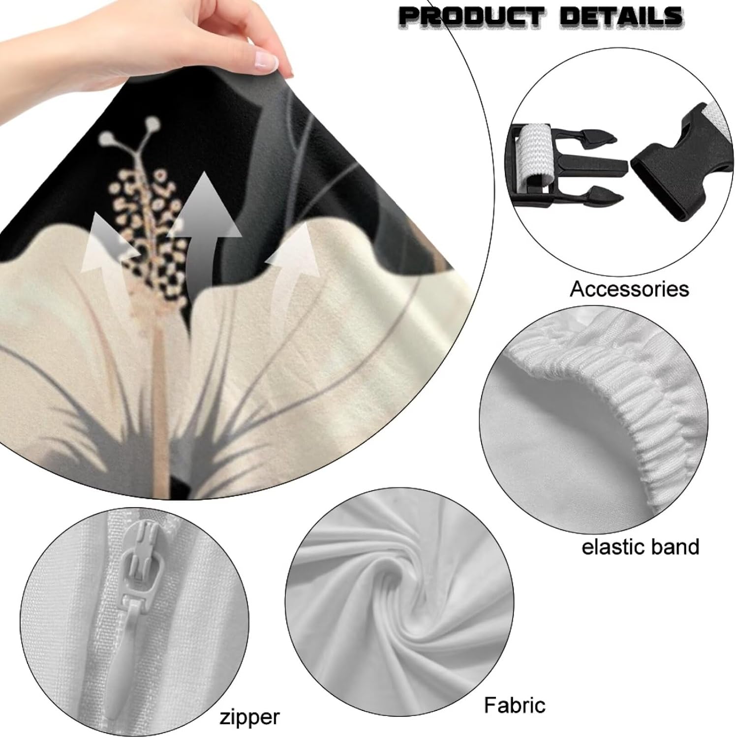 Hibiscus Leaf Gaming Chair Covers 4 Pieces Stretch Ergonomic Office Chair Covers Reusable Slipcovers for Computer Vanity Chairs Furniture Protector image 4
