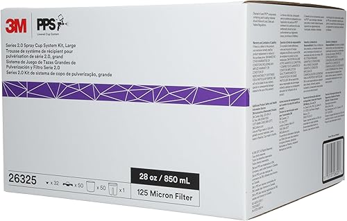 Miniatura 14 de 3M PPS 2.0 Spray Gun Cup, Lids and Liners Kit, 26325, Large, 28 Ounces, 125-Micron Filter, Use for Cars, Furniture, House and More, 1 Paint Cup, 50