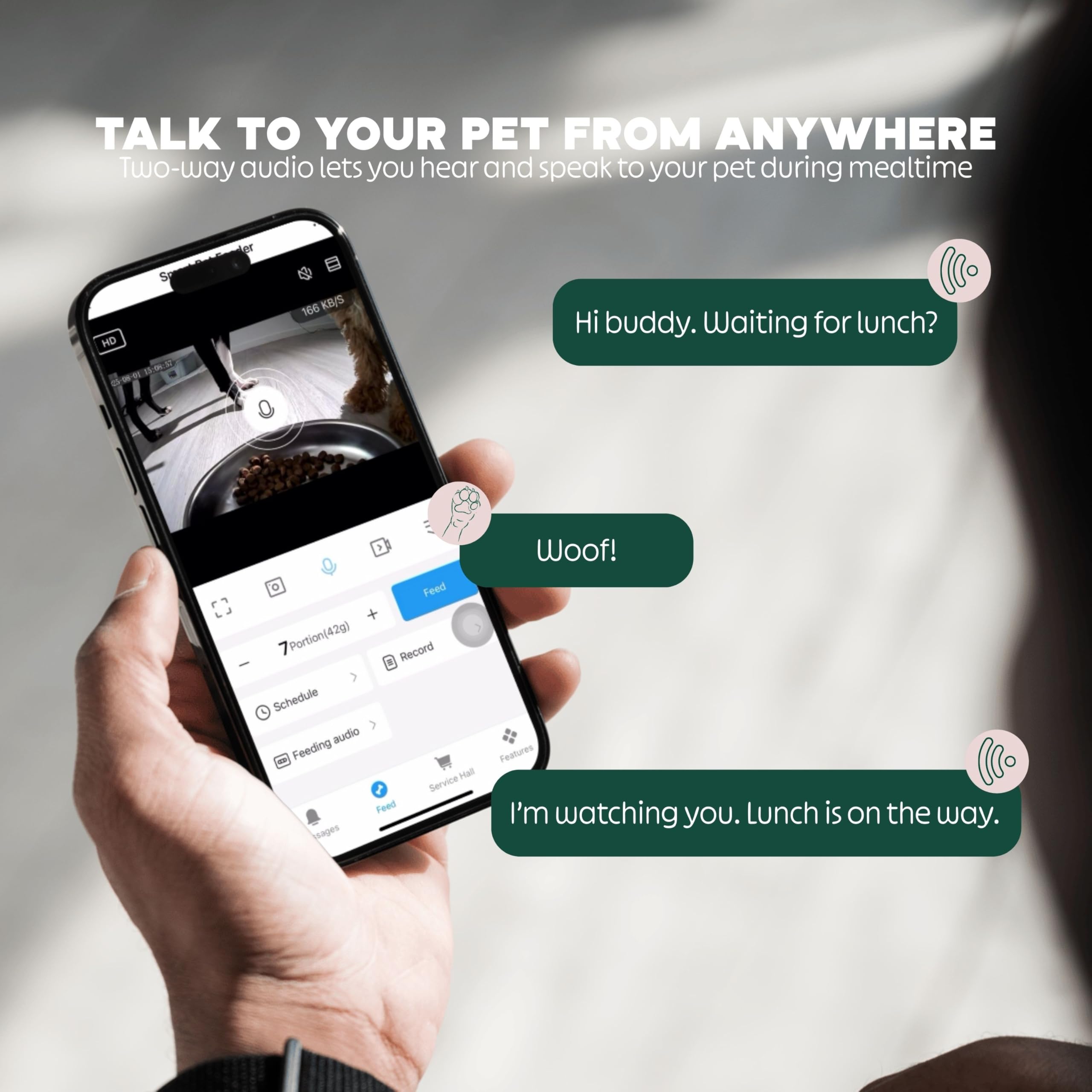 6L Automatic Cat Feeder with Camera – WiFi Smart Pet Feeder for Cats & Dogs, HD Video with Night Vision, App Control, 2-Way Audio, Portion Scheduling – White - image 6