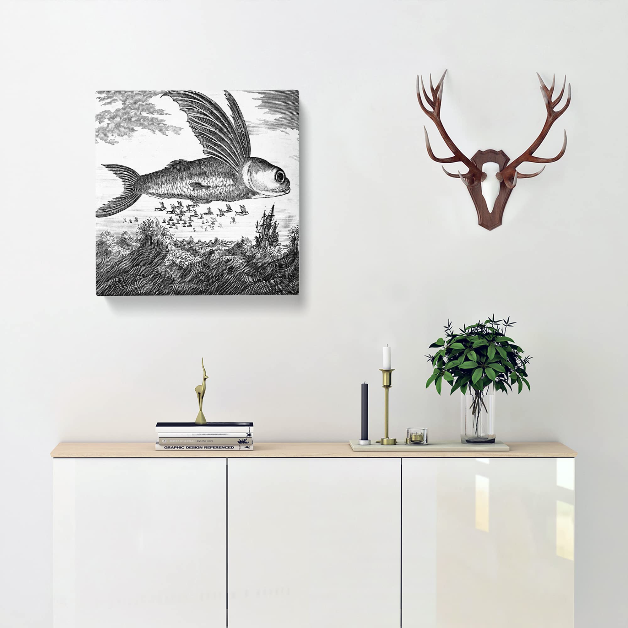 Flying Fish by Thomas Astley Canvas Print, Mixed, 35L x 35W cm - Image 2