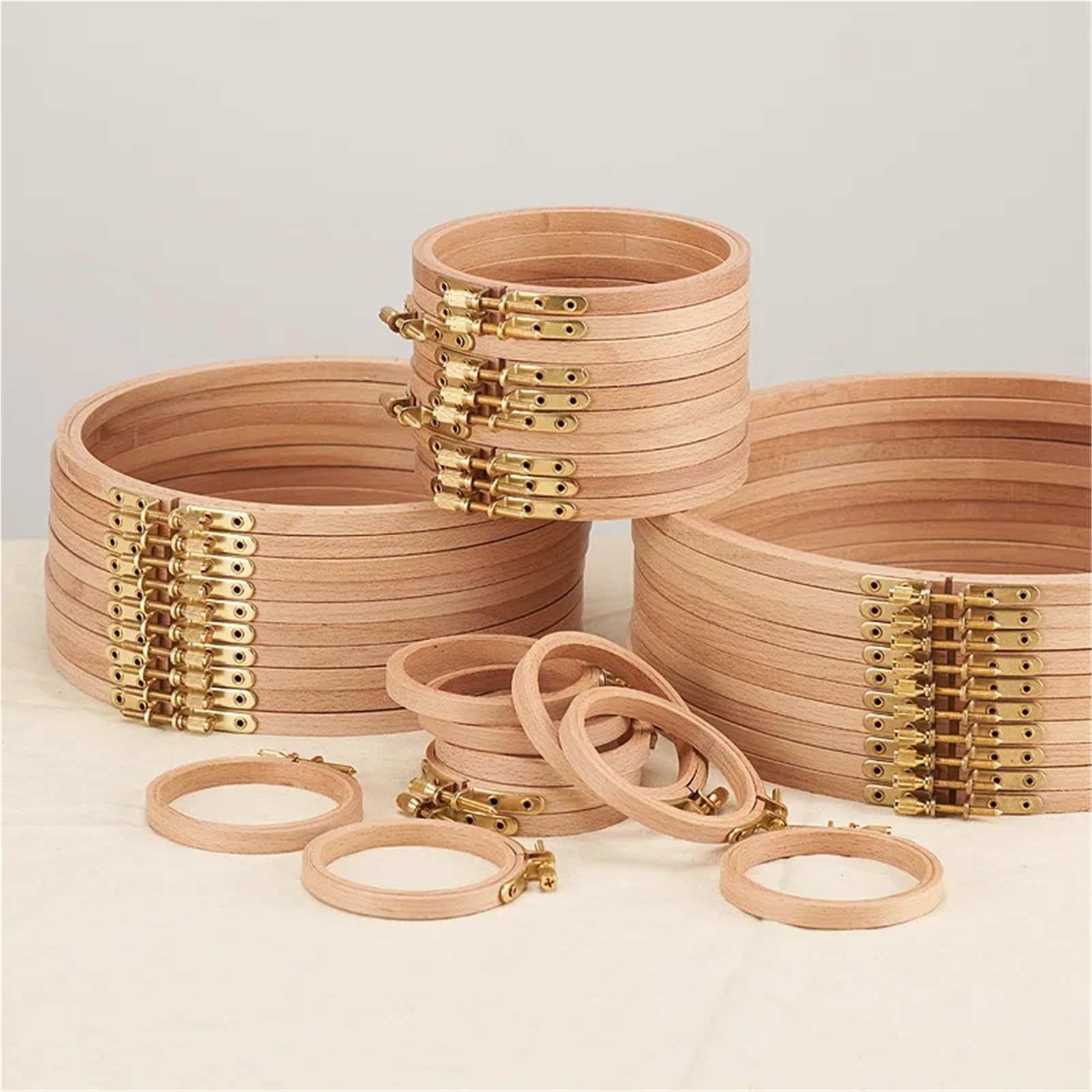 MRKU Soporte para Bastidor de Bordado DIY, Kit de Costura para Punto de Cruz, Aros de 4 a 12 Pulgadas, Marco Redondo de Madera de Haya, Juego de Aros, Herramienta para Manualidades de Costura en casa
