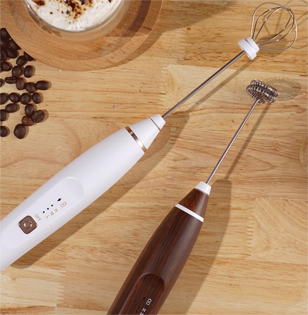 Espumador De Leche para Espresso Espumador De Leche Recargable, Fabricante De Espuma De Mano con Batidor De Acero Inoxidable para Café Espumador Batidora(A)