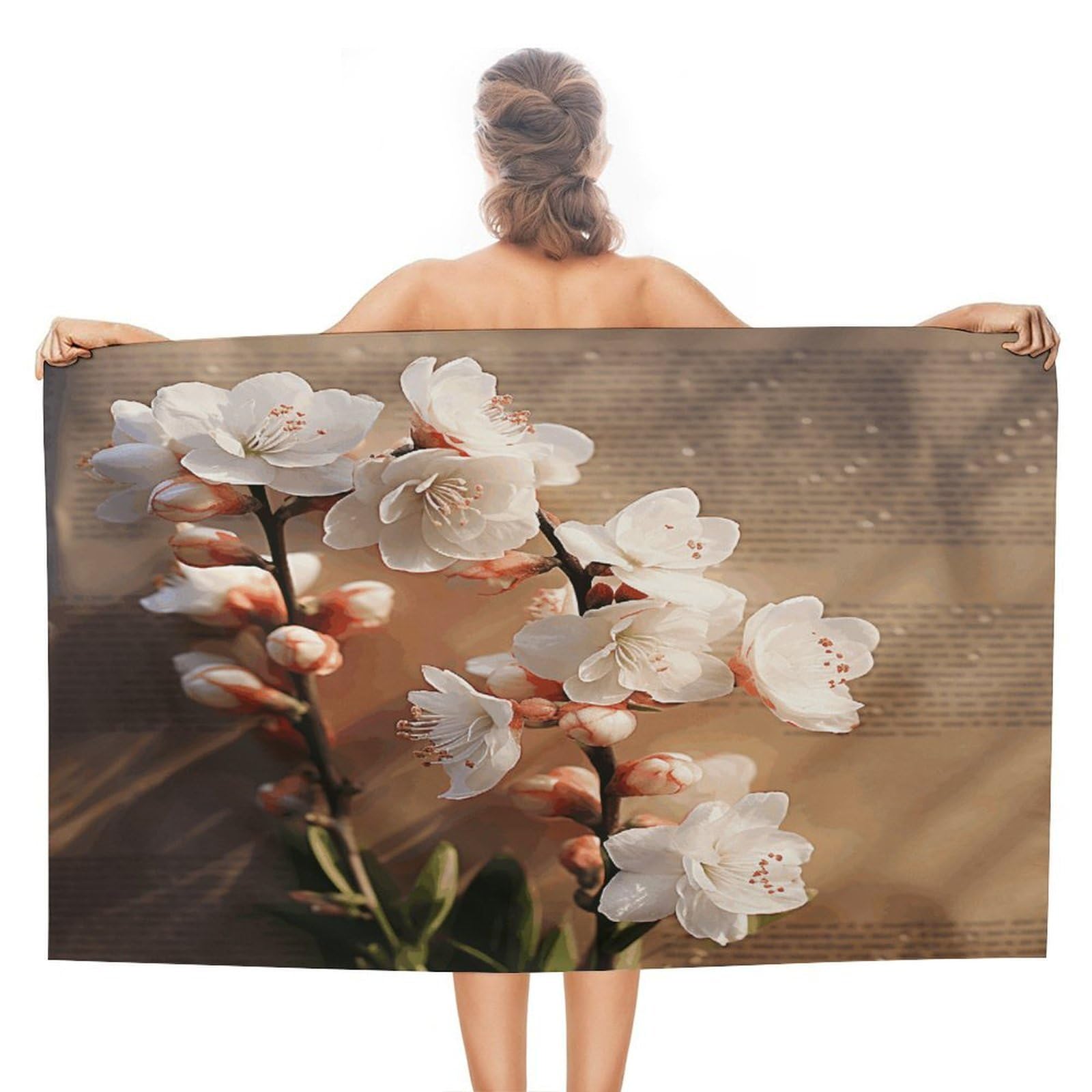 VstaDank A Peach Blossom Bath Towel Stylish Double-Faced Pile Travel Towel Soft Absorbent Beach Towel for Pool Swim Sports Camping Adults Gift 51X31 Inch