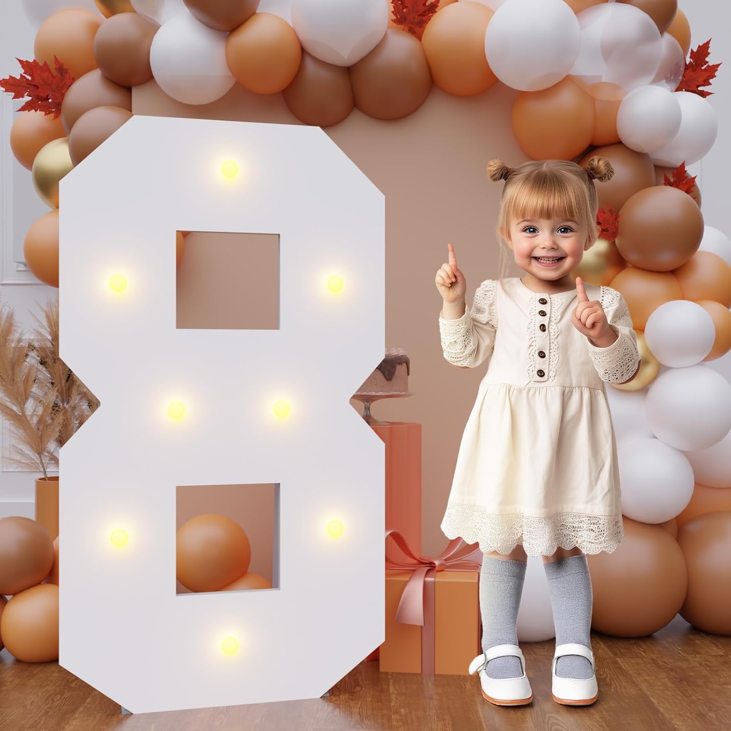 3FT Marquee Numbers, Large Light Up Numbers for 18th 80th Birthday Decorations Warm Light Marquee Numbers 3 Feet Tall for Anniversary Party Decor, Number 8
