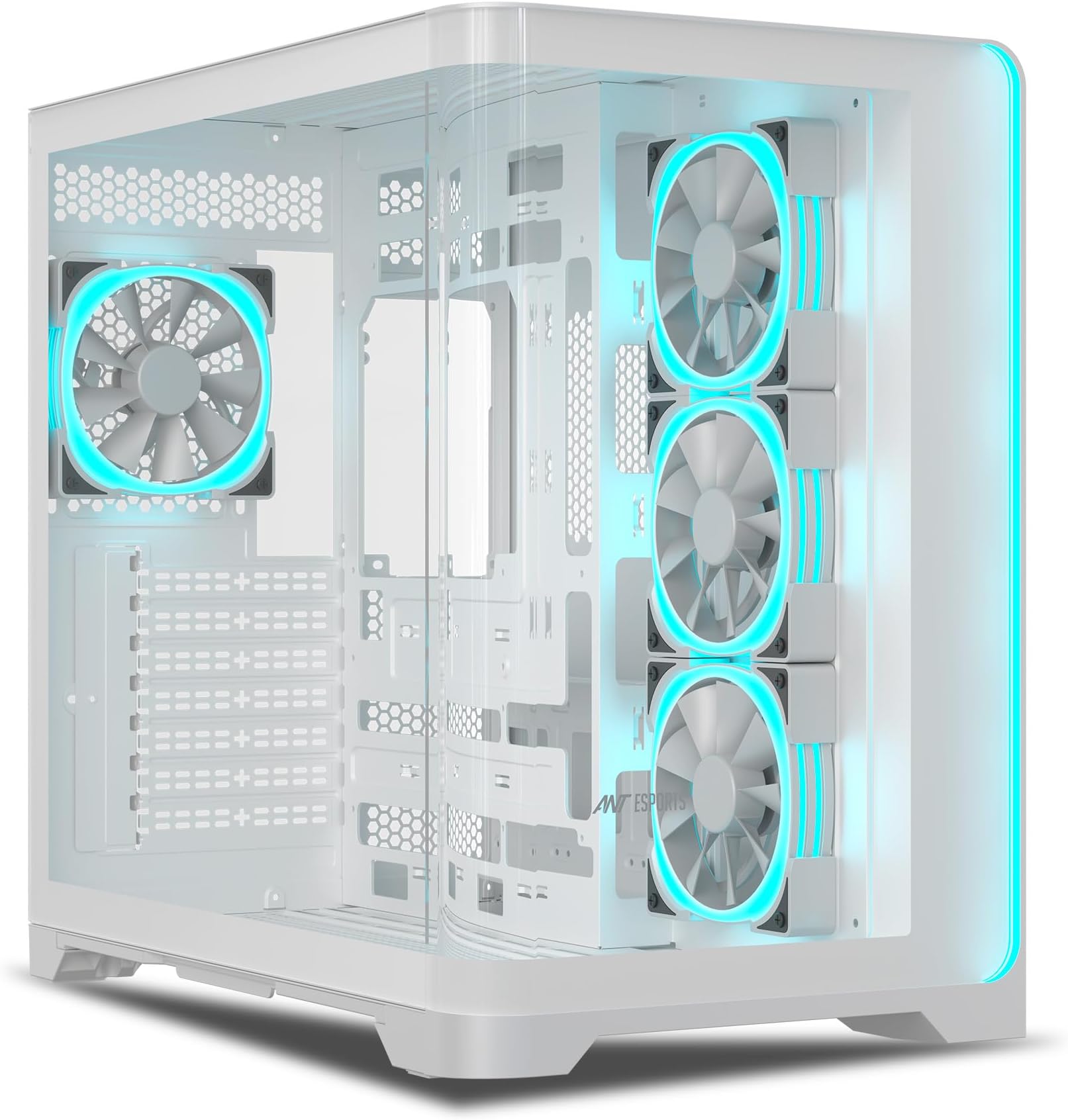 Crystal ARC Mid-Tower Computer Case/Gaming Cabinet - White |Front Curved Glass|Support ATX, Micro-ATX, Mini-ITX | Pre-Installed 4 ARGB-PWM Fans