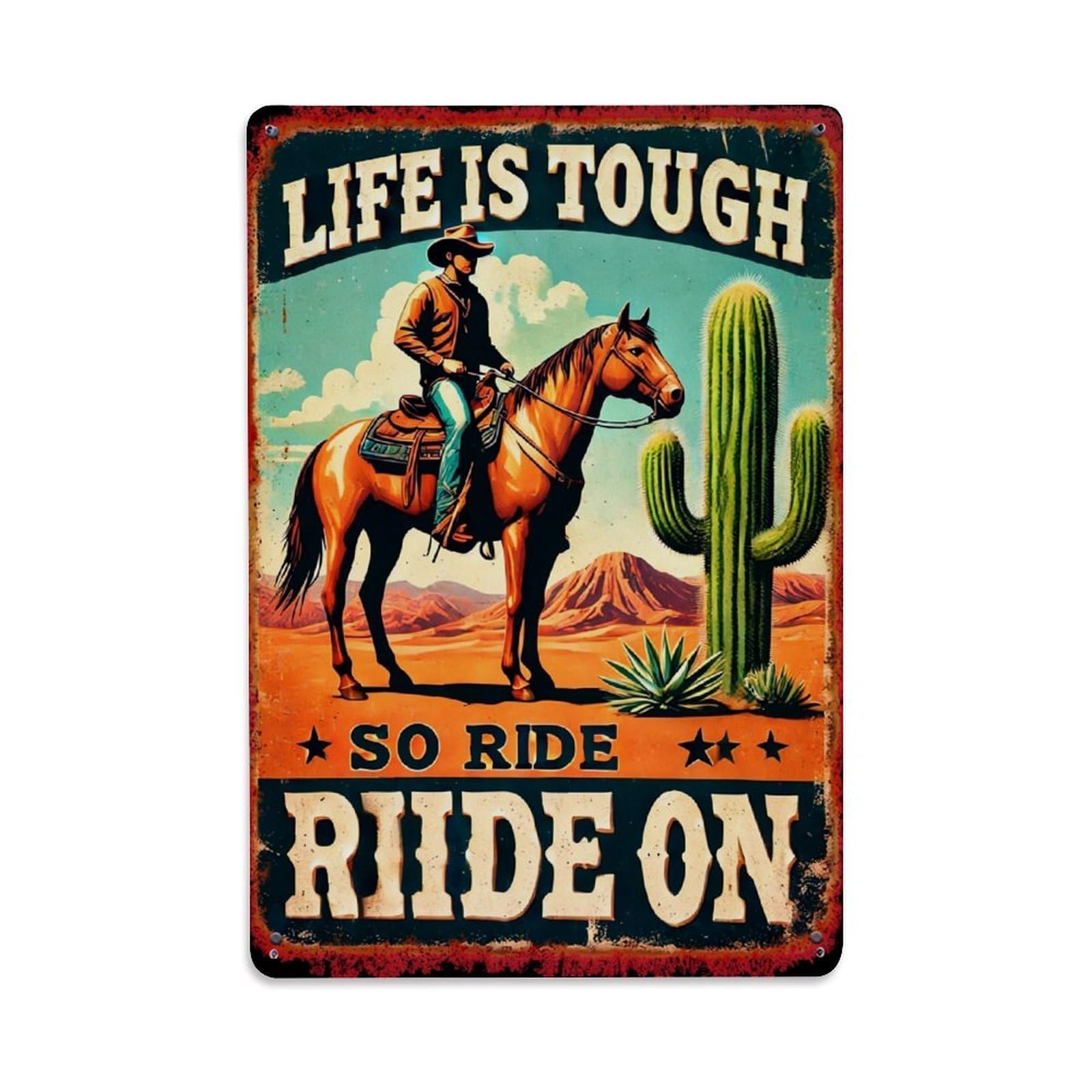 Jdfenggu Vintage Life Is Tough So Ride On Retro Metal Tin Sign, Decor Art Poster For Bar, Home, Man Cave, Kitchen, Laundry Room Gift 8X12inch