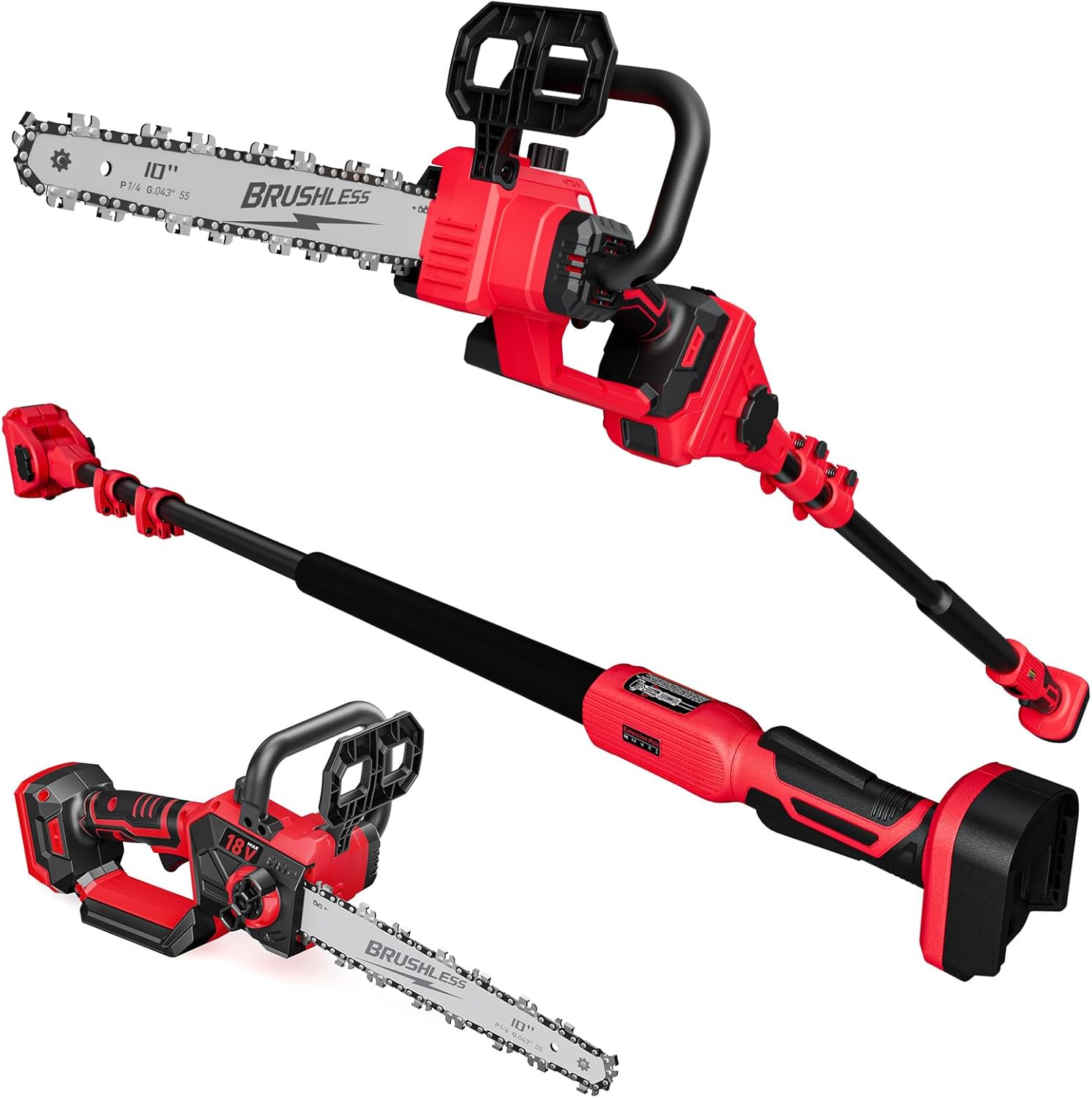 Photo 1 of  2-IN-1 Cordless 10-Inch Pole Saw And Chainsaw Compatible with Milwaukee M18 18V Battery, Total Reach of Max 15ft, Auto Oiling, Electric Pole Saw for Tree Trimming Pruning (Battery NOT Included) 