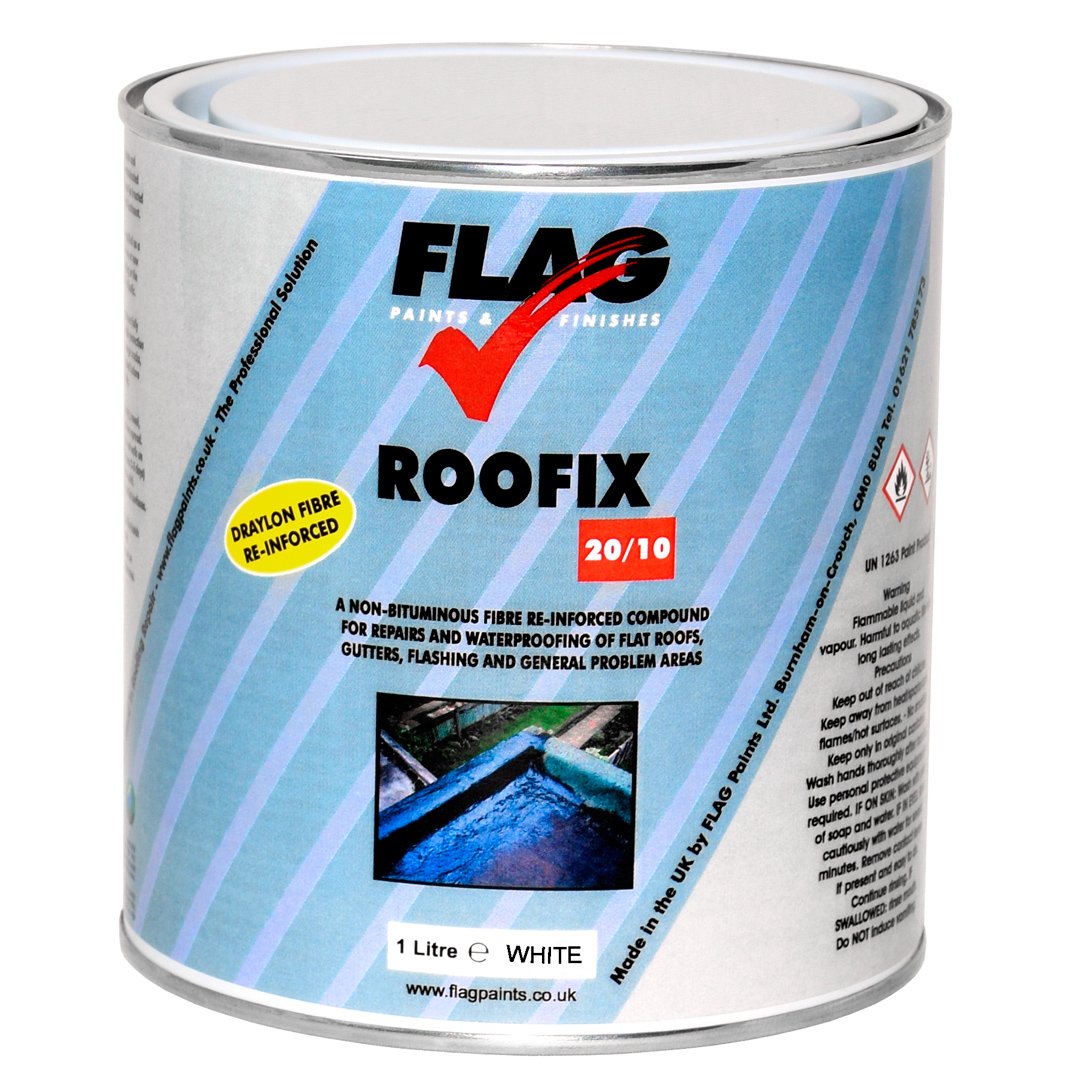 Roofix 20/10 (Multisurface)Roof & Gutter Repair 1 litre Black, Grey or White (White)