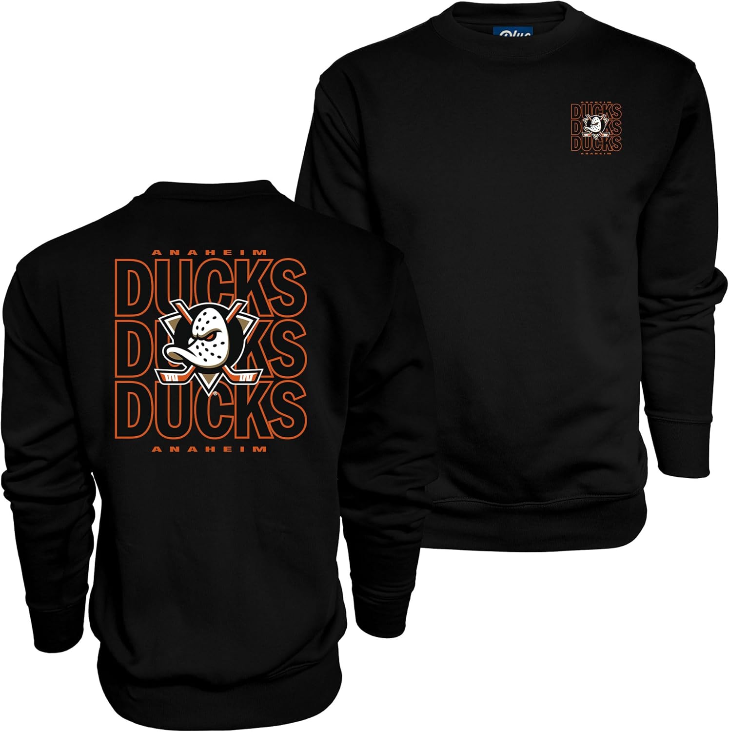 Blue 84 NHL Officially Licensed Crewneck Sweatshirt Front/Back Curl Team Color