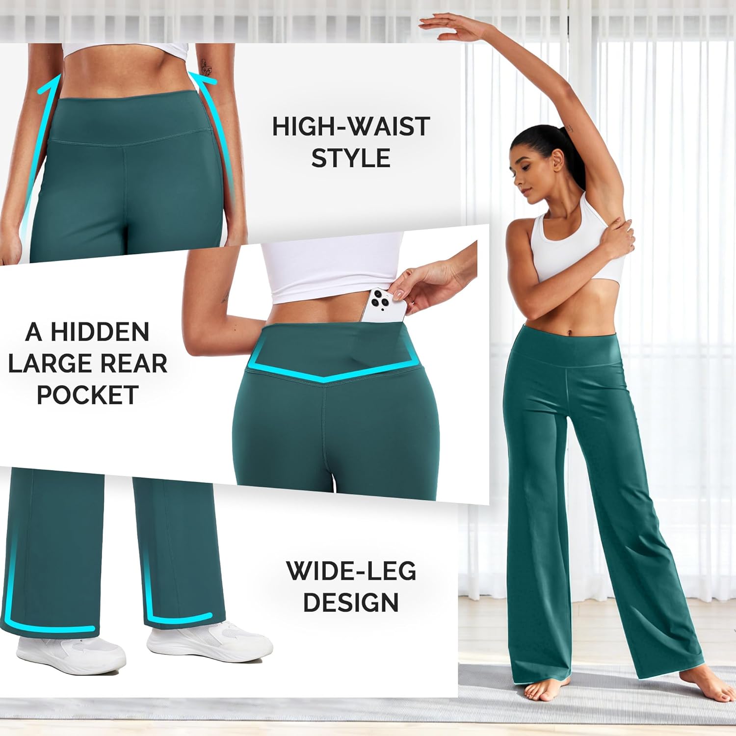 CADMUS Yoga Pants for Women Wide Leg Trousers High Waist Stretch Casual Lounge Sweatpants - Image 4