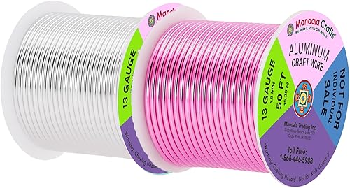 Vista 840 de Mandala Crafts Alambre de aluminio anodizado de calibre 8 para hacer joyas, alambre neutro flexible de color de 128 pies, flexible y flexible
