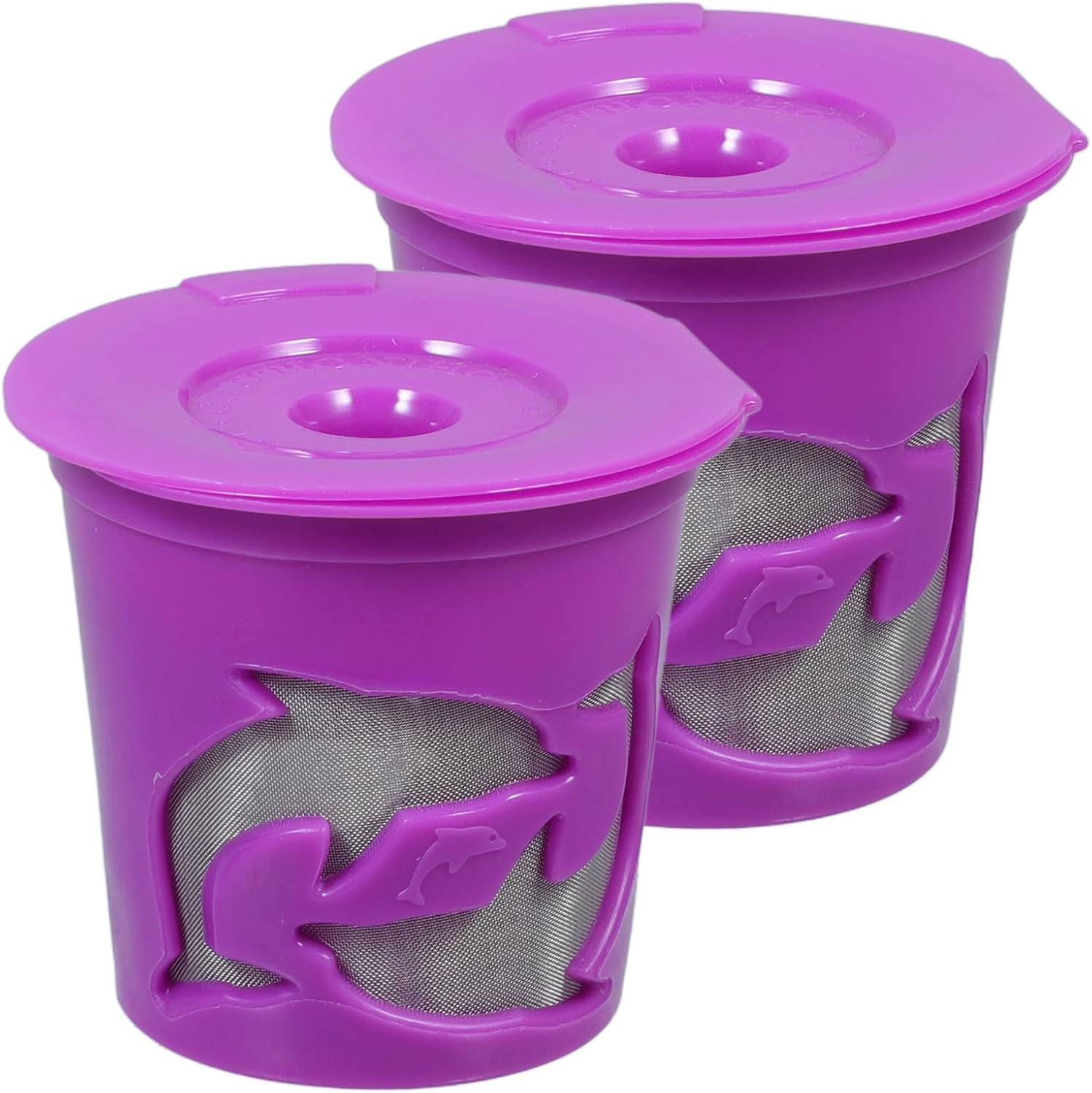 Reusable Stainless Steel Coffee Filter Cup 2pcs Sturdy Coffee Strainers for Household and Office Use Purple