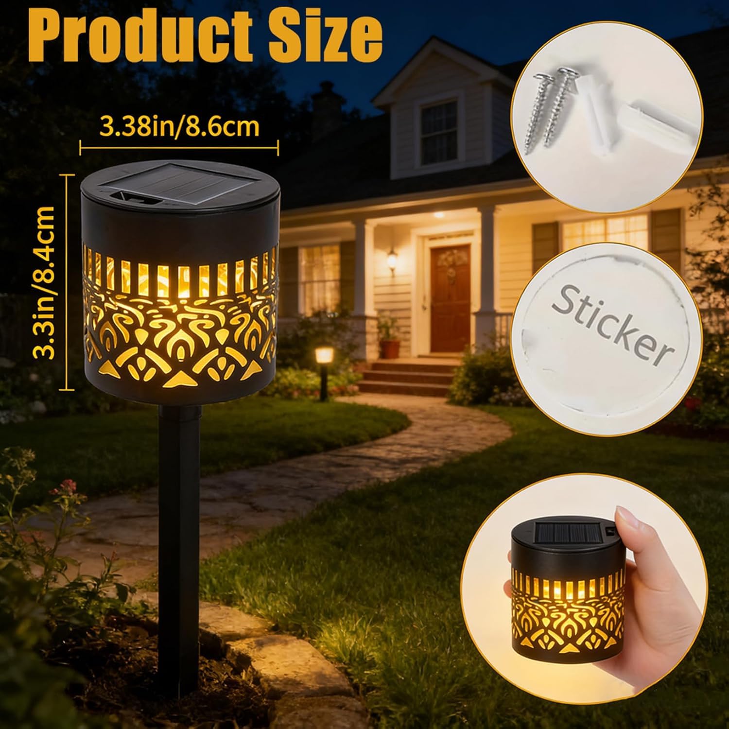 Pealeaf Luci solari mandala decorative, lampade esterne in metallo per terrazza, gradini, muro, recinzione, giardino e vialetto, impermeabili (4PCS)