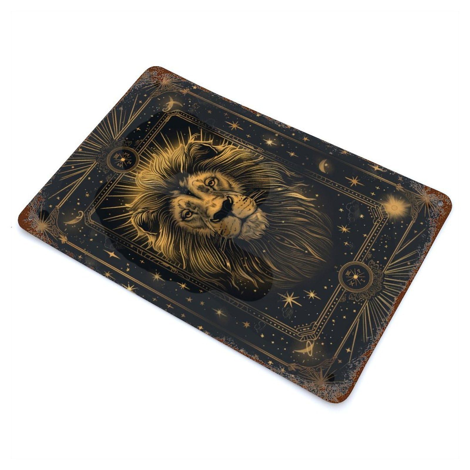 Regal Leo 11.8"x7.9" Vintage Rust Metal Sign, Shabby Chic Decor for Garage, Bar And Workshop Decor