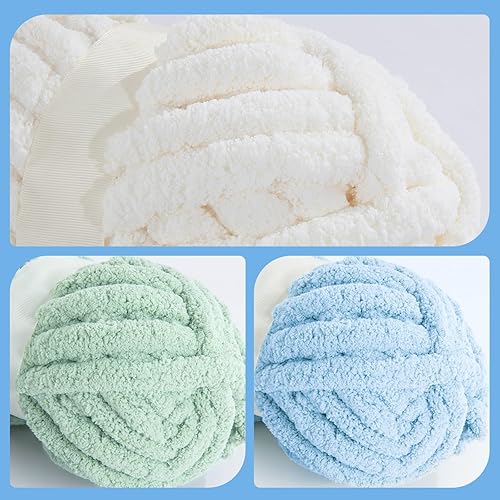 Vista 206 de HOMBYS Paquete de 8 hilos gruesos surtidos para tejer a ganchillo, hilo súper voluminoso, grande, suave y esponjoso, hilo de felpilla grueso para 4