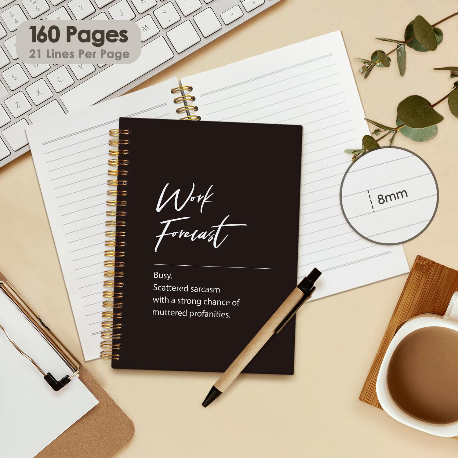 Wheatwin Divertenti forniture per ufficio, divertenti quaderni da ufficio per lavoro, quaderni divertenti regali per colleghi, diari di lavoro per uomini e donne, quaderno a spirale con copertina