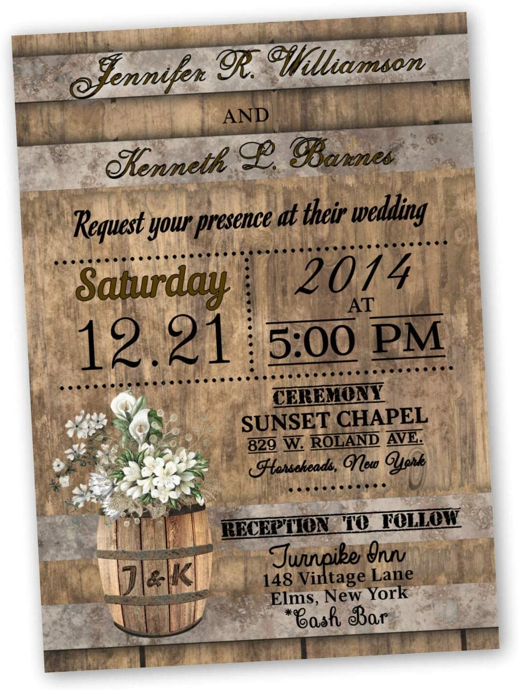 Rustic Wedding Invitations Calla Lilly Personalized Rustic Invitation Cards, Custom Fall Country Invites Set of 25 With Rsvp Postcards and Invite Envelopes